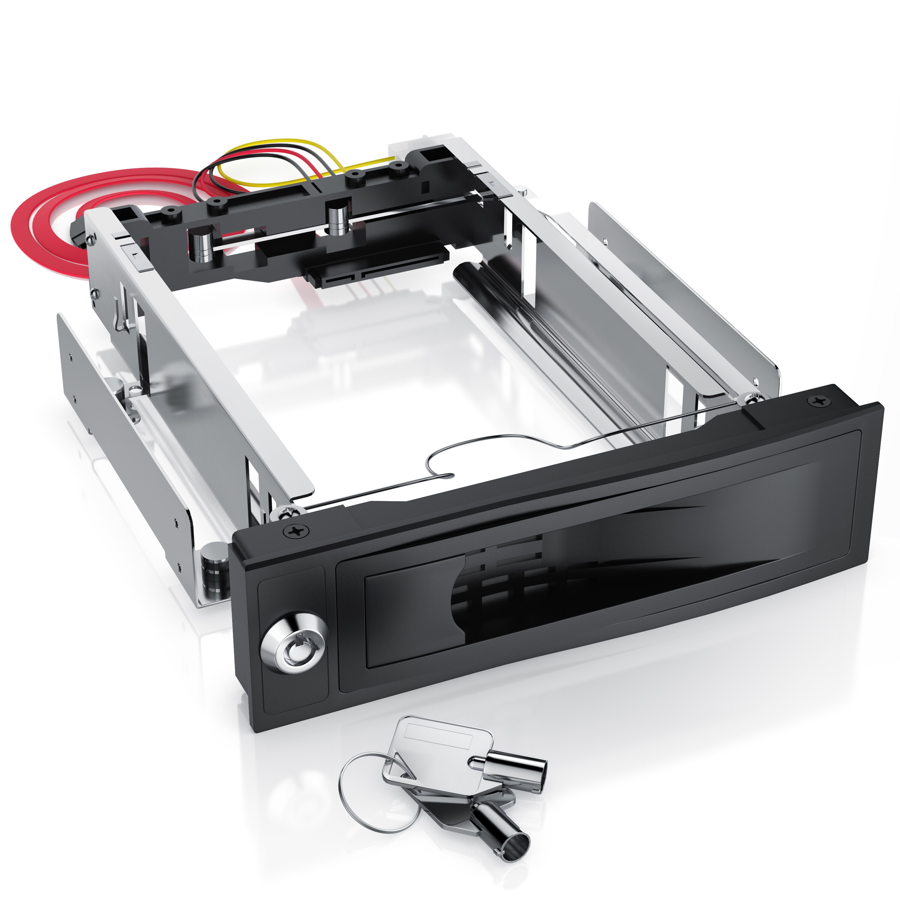 CSL Festplatten-Wechselrahmen, 5,25", f&uuml;r 3,5" SATA HDD's, Anti-Vibrations-Kit, Abschlie&szlig;bar 