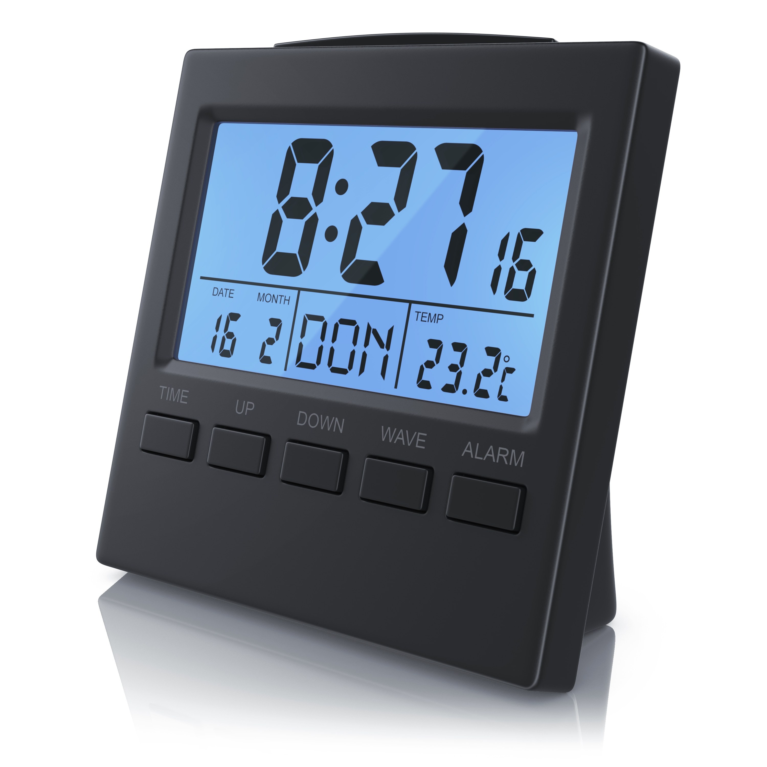 BEARWARE Digital-Funkwecker mit Innen-Temperaturanzeige DCF-Funkuhr / Datums & Wochentagsanzeige 