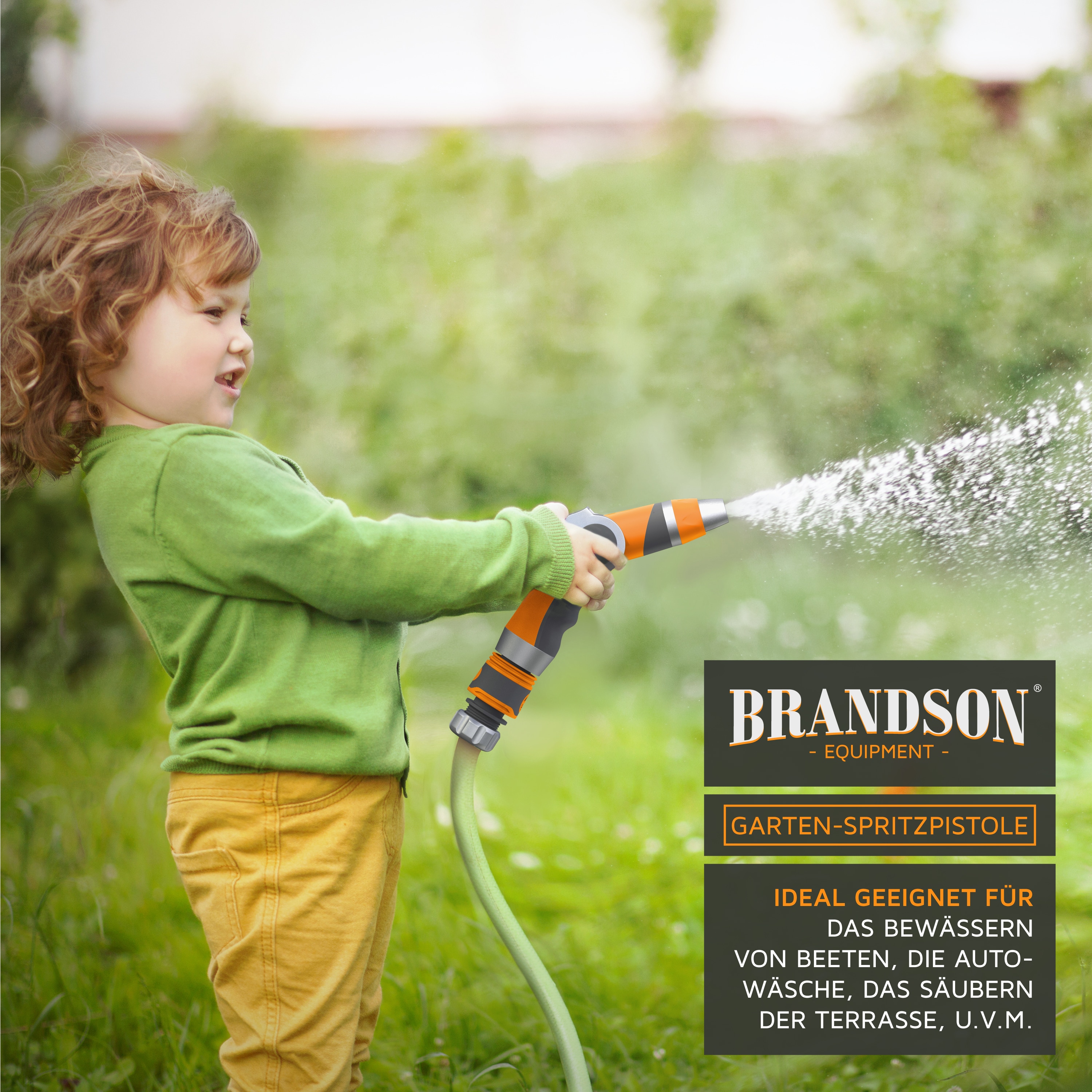 Brandson Gartenbrause - Garten Handbrause für Gartenschlauch - Spritzpistole - robuste Bauweise - Schieberegler - bis 8 bar Wasserdruck