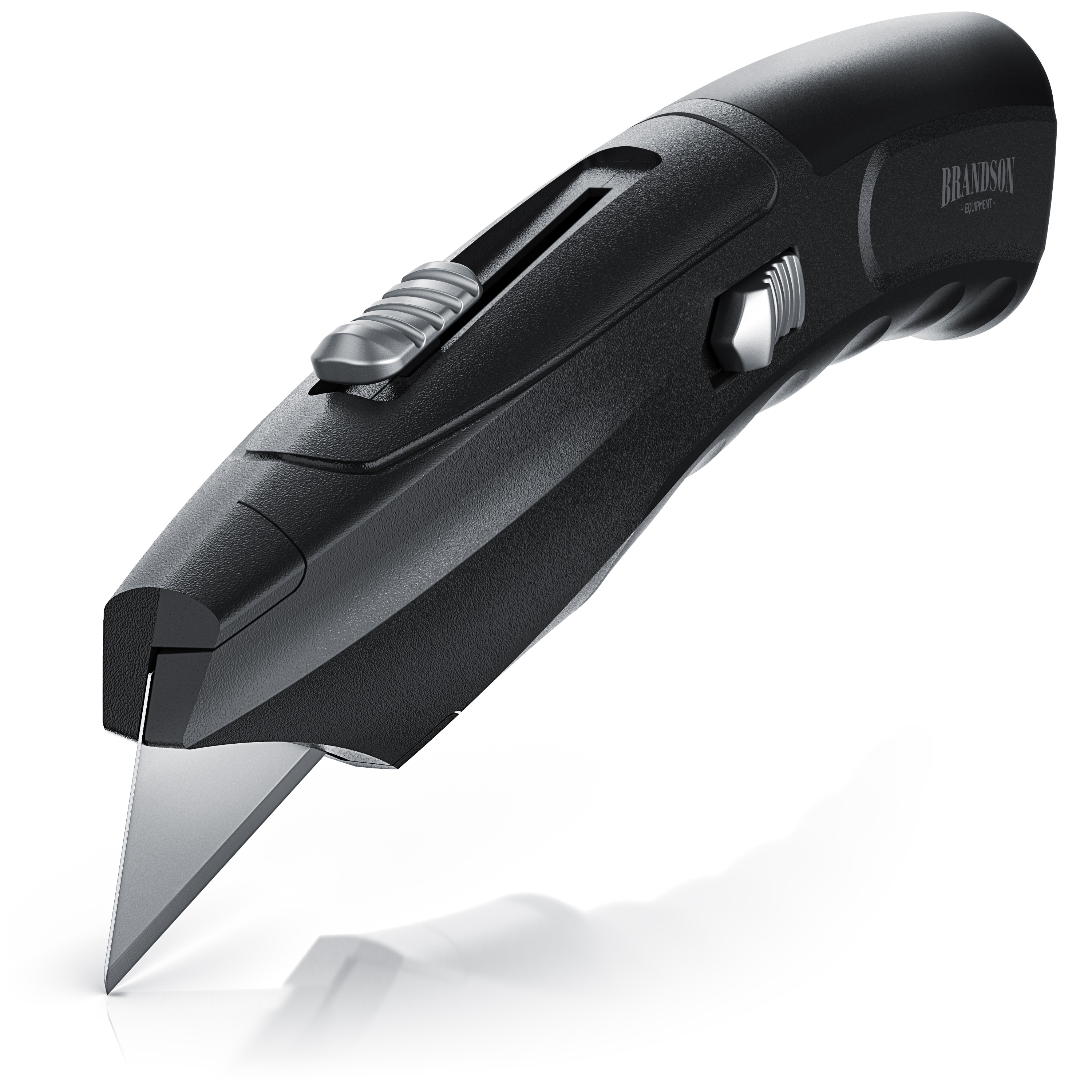 Brandson Teppichmesser zinklegiertes Geh&auml;use - Kartonmesser - Profi Messer - Cuttermesser - inkl. Ersatzklingen im Magazin - Trapezklingen SK5 Klingen 