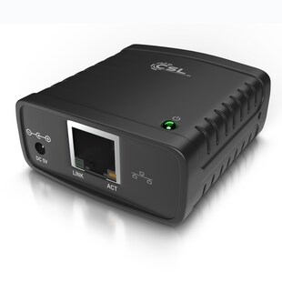 CSL Fast Ethernet USB Printserver inklusive Netzteil PC und MAC / Windows 10 fähig 