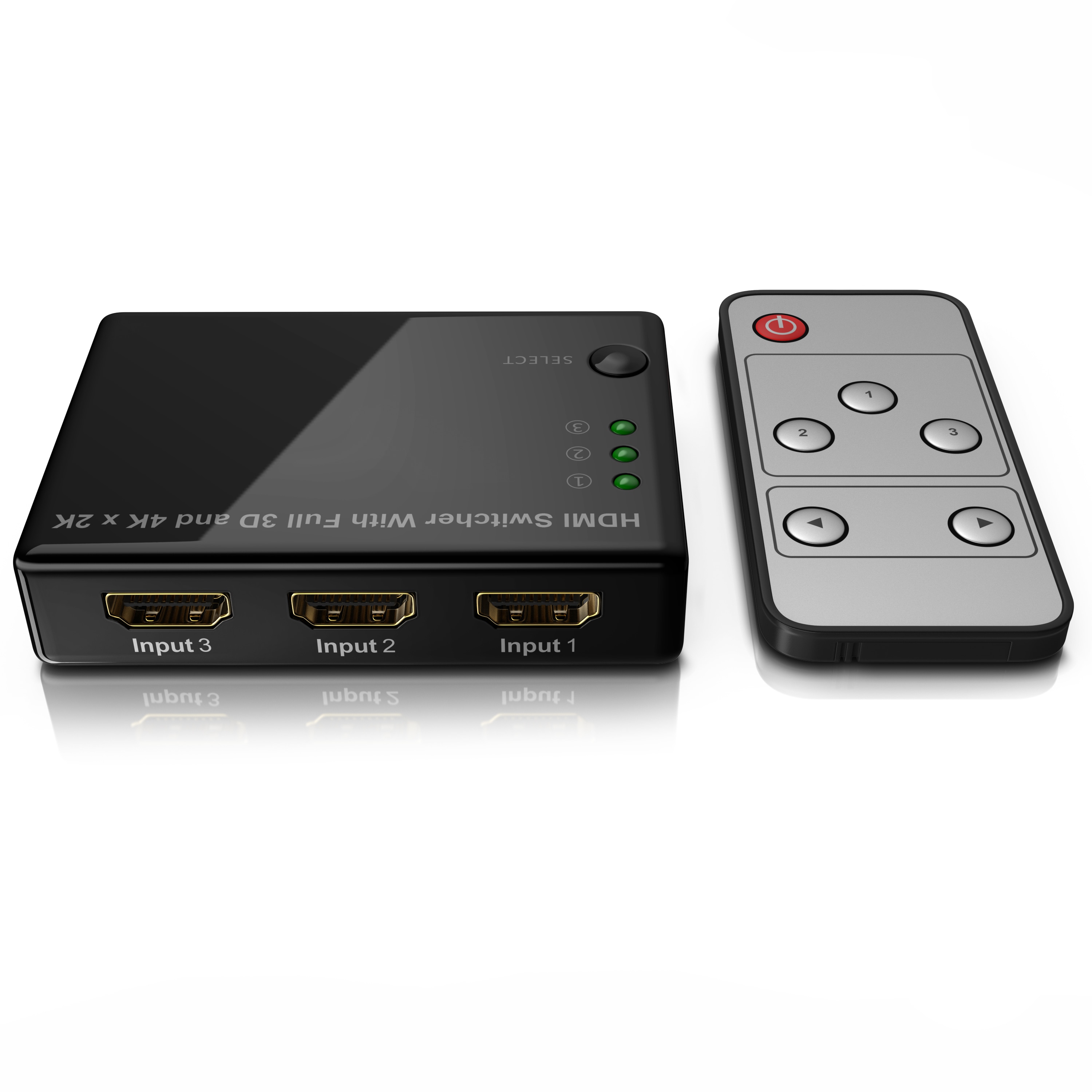 Primewire Audio / Video Matrix-Switch, 3-Port UHD HDMI Switch / Verteiler inkl. Fernbedienung, 4K, 3D, CEC 