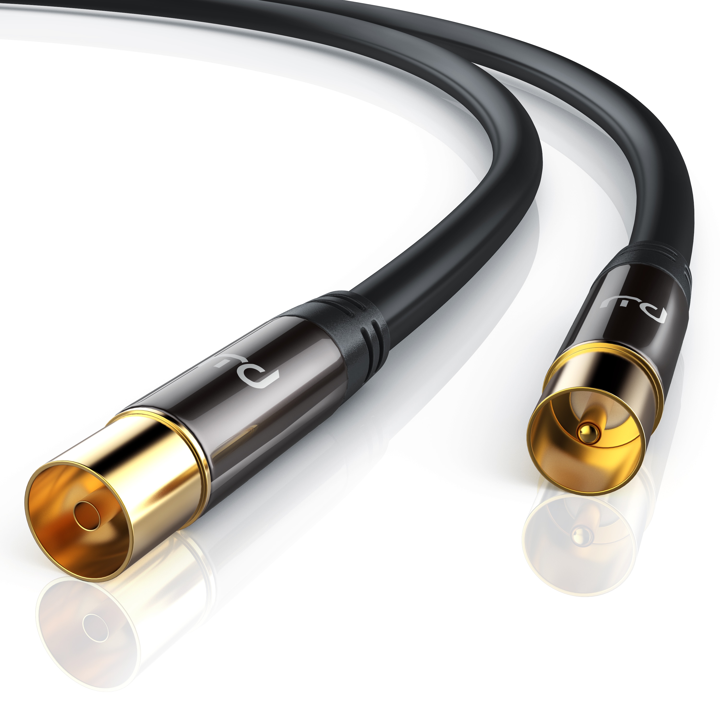 Primewire HDTV Antennenkabel mit 4-fach Schirmung IEC-Stecker zu RF-Buchse / 75 Ohm / 135dB - 0,5 m 