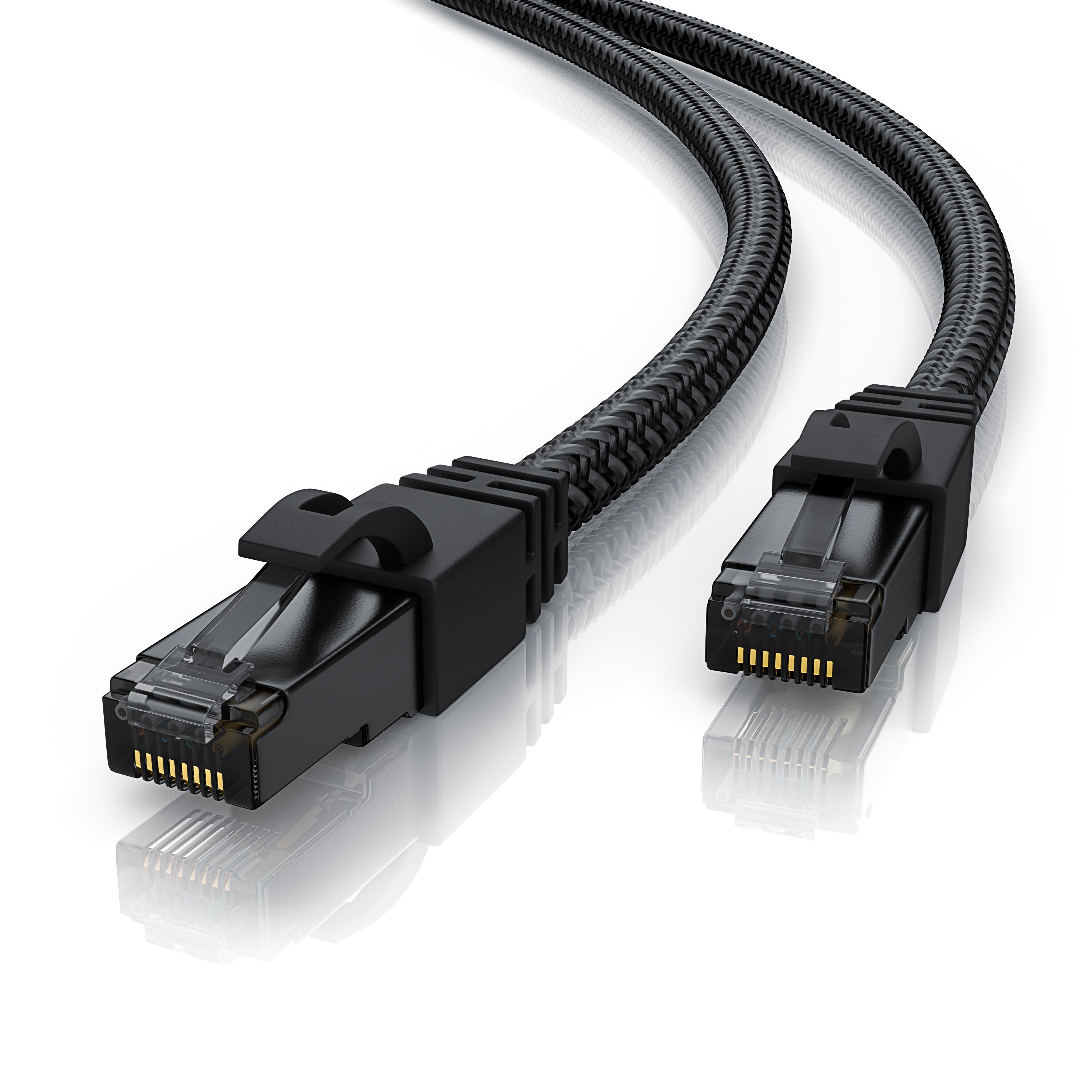 Primewire Patchkabel CAT 7 mit Baumwollummantelung - Gigabit Ethernet LAN Kabel - Black Series - 10 Gbit/s - S/FTP PIMF Schirmung - Netzwerkkabel - 7,5m 