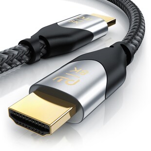 Primewire 8k HDMI Kabel 2.1, Ultra High Speed II mit Ethernet, 8K UHD II, 3D TV, eARC, HDR10+ - 4320p 120 Hz mit DSC, 7680 x 4320, Nylonmantel - 1,5 m 