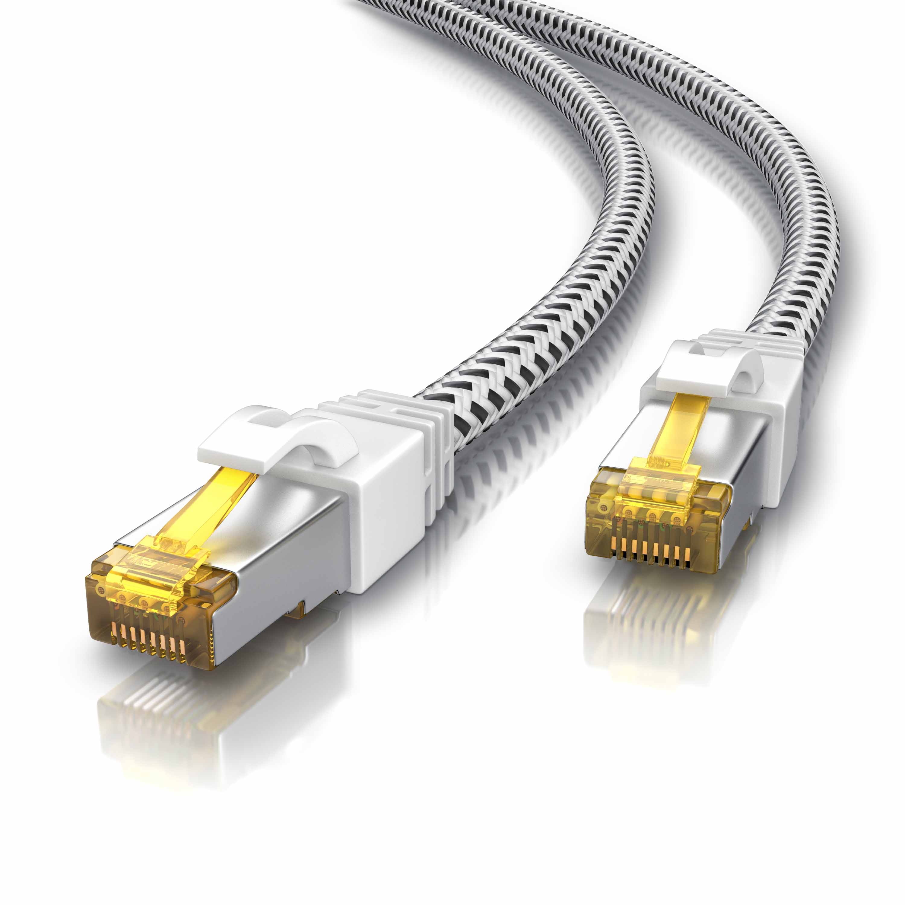 Primewire Patchkabel CAT 7 Rohkabel mit Baumwollummantelung  - Gigabit Ethernet LAN Kabel - 10 Gbit/s - S/FTP PIMF Schirmung - Netzwerkkabel - 0,5m 