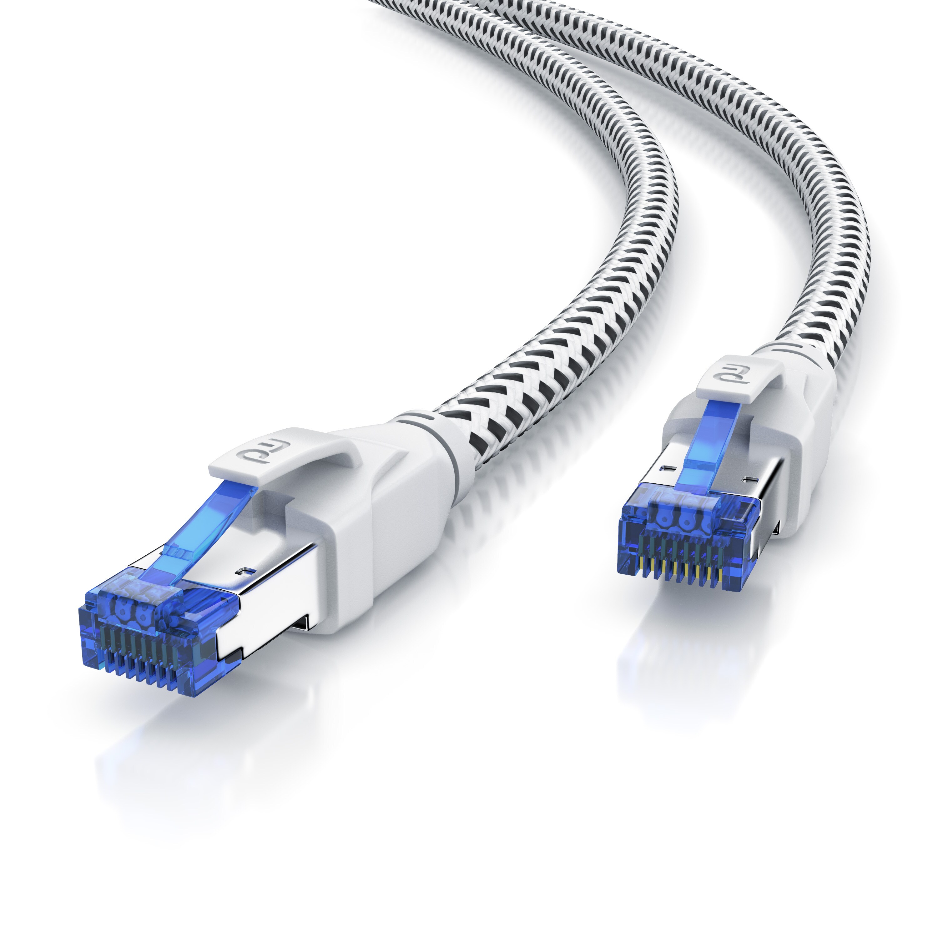 Primewire Patchkabel CAT 8 mit Baumwollummantelung - Gigabit Ethernet LAN Kabel - 40 Gbit/s - S/FTP PIMF Schirmung - Netzwerkkabel - 7,5m 