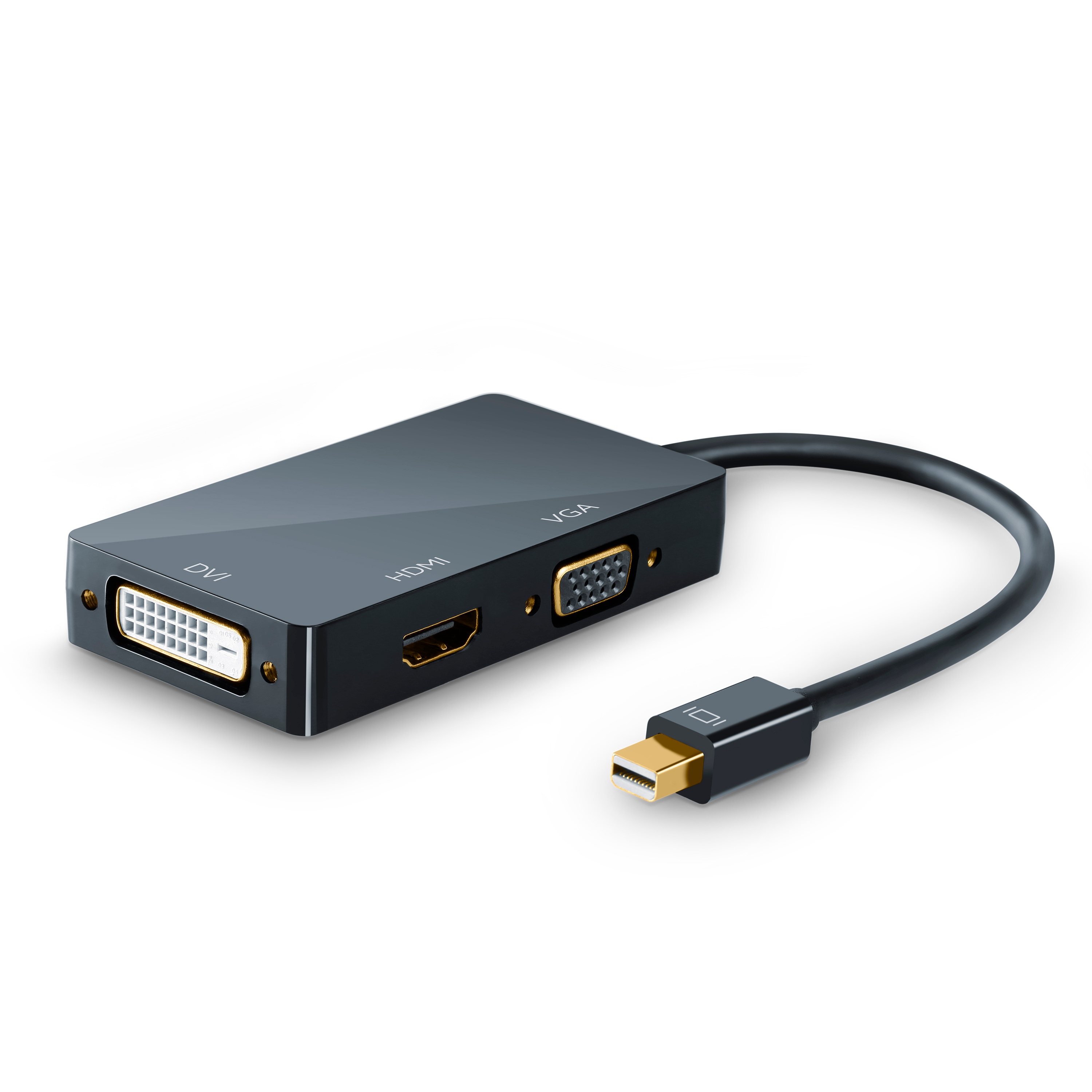 CSL 3in1 Mini DisplayPort zu HDMI, DVI, VGA Adapter Konverter, miniDP 1.2 4k 3840x2160 UHD 2160p, 0,15m 