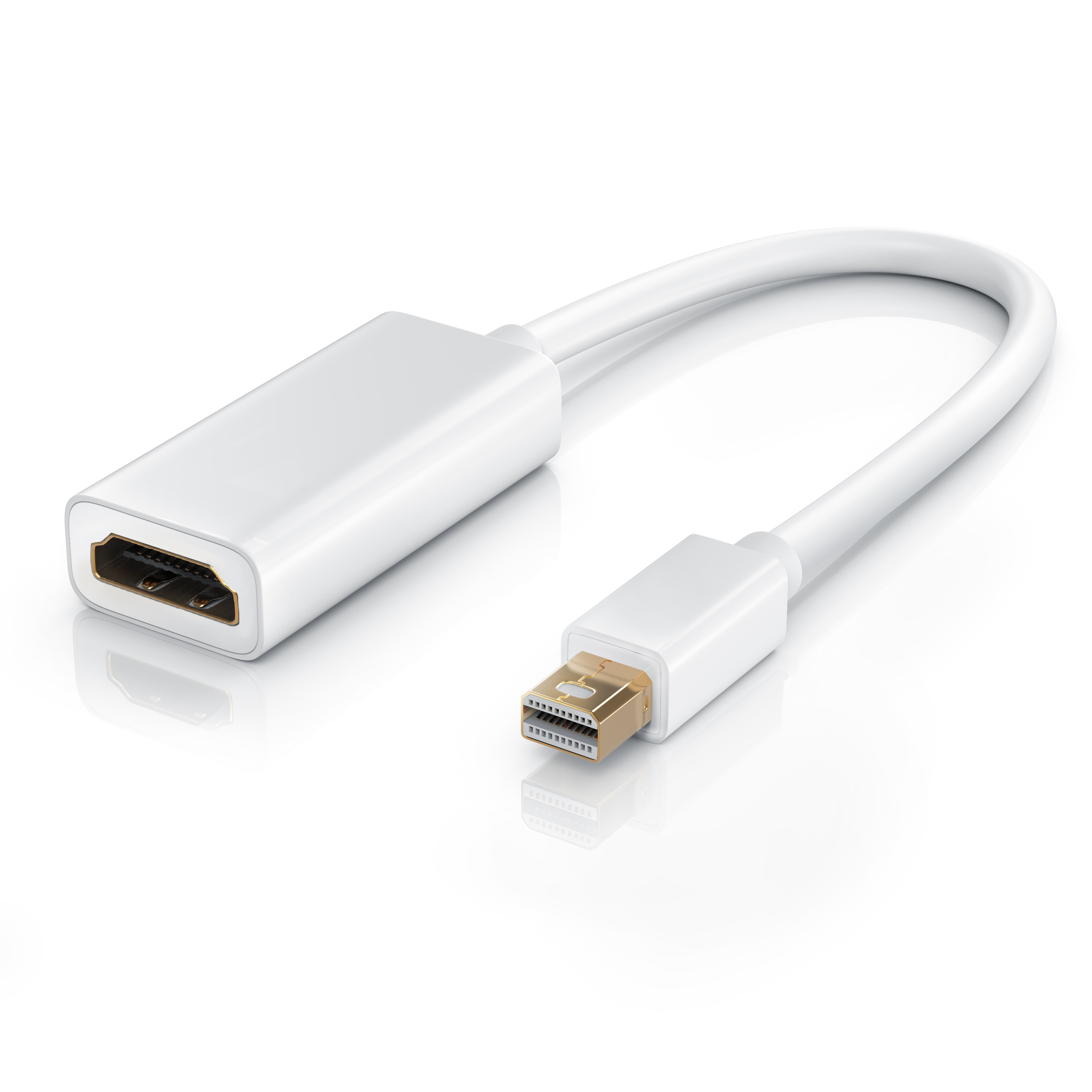 CSL Mini DisplayPort zu HDMI Adapter, Full HD MiniDP zu HDMI Buchse Konverter / Adapterkabel - 0,15m 