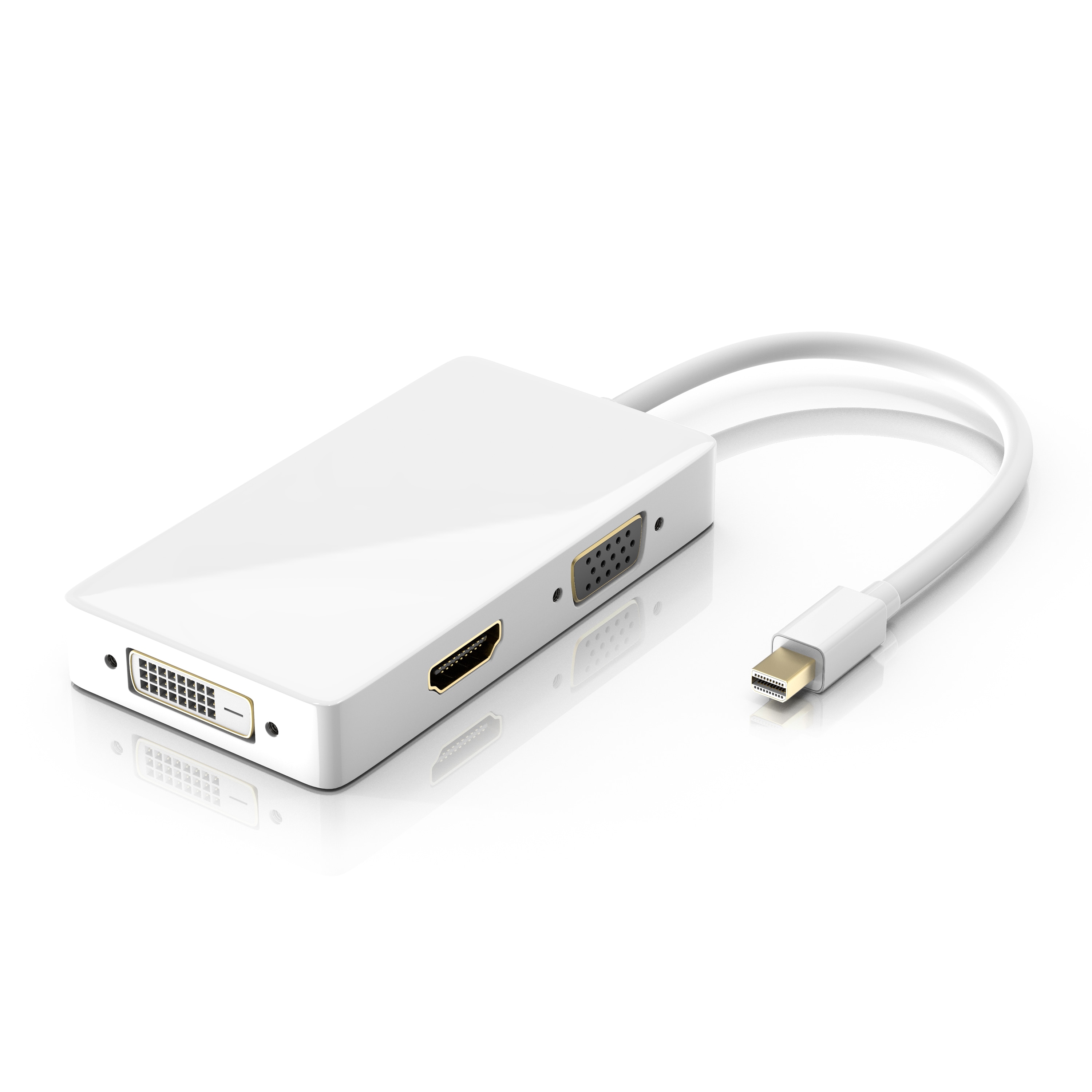 CSL 3in1 Mini DisplayPort zu HDMI, DVI, VGA Adapter Konverter, miniDP 1.2 4k 3840x2160 UHD 2160p, 0,15m 