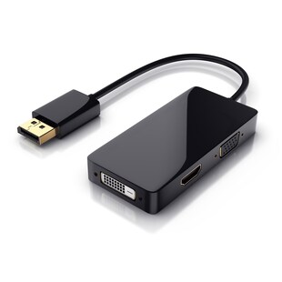 CSL DisplayPort Stecker auf HDMI, DVI, VGA Video-Adapter, 15 cm, 3in1, Konverter-Kabel, Full HD 1080p 