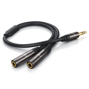 Primewire 3,5-mm-Klinke zu 2x 3,5-mm-Buchse Audio-Adapter, 15 cm, Stereo Audio AUX auf 2x Buchse Y-Adapter 