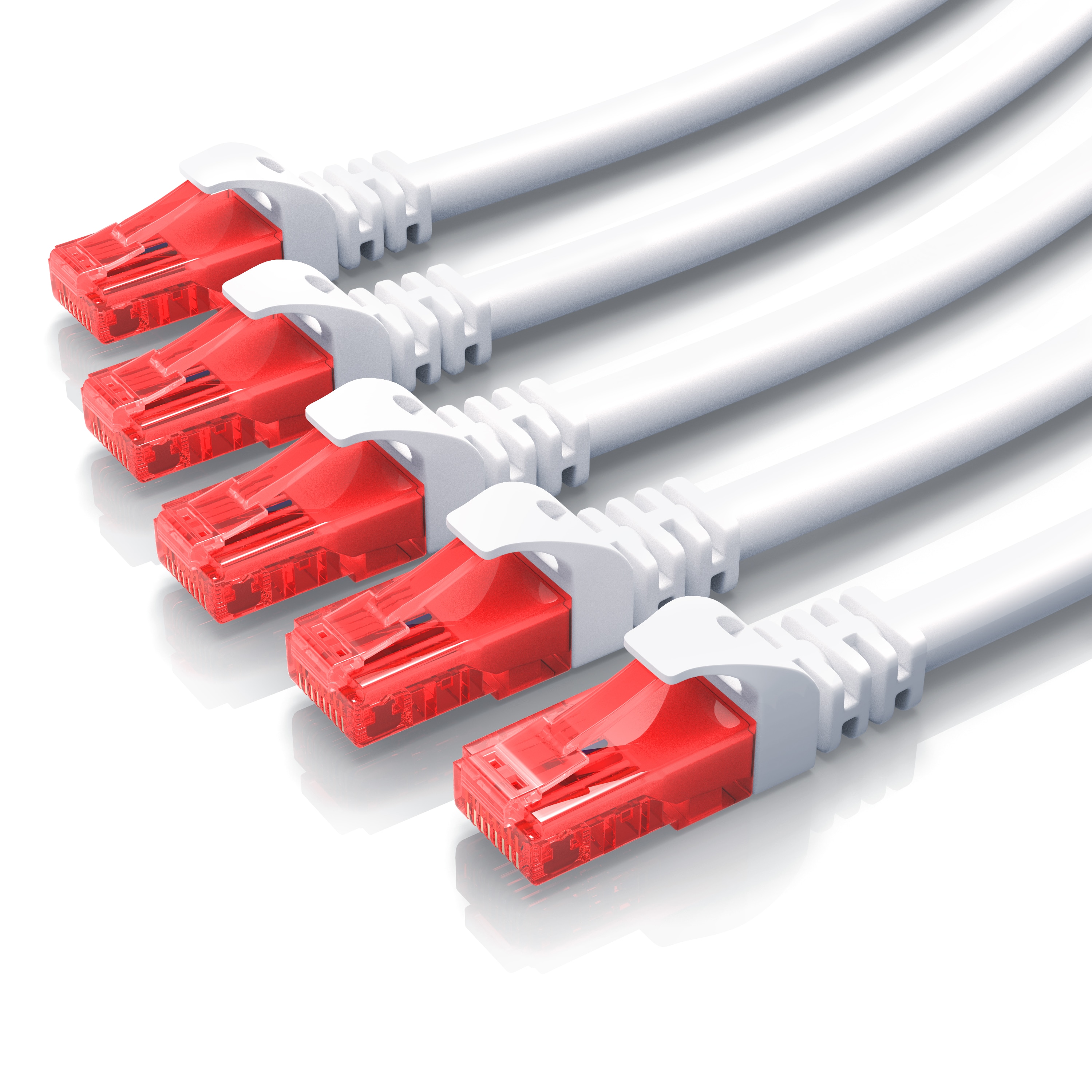 CSL 5x Cat 6 Gigabit Ethernet LAN Kabel - mehrfach geschirmt - UTP Gigabit - 1000 Mbit/s - Patchkabel - Netzwerkkabel - 0,5m 