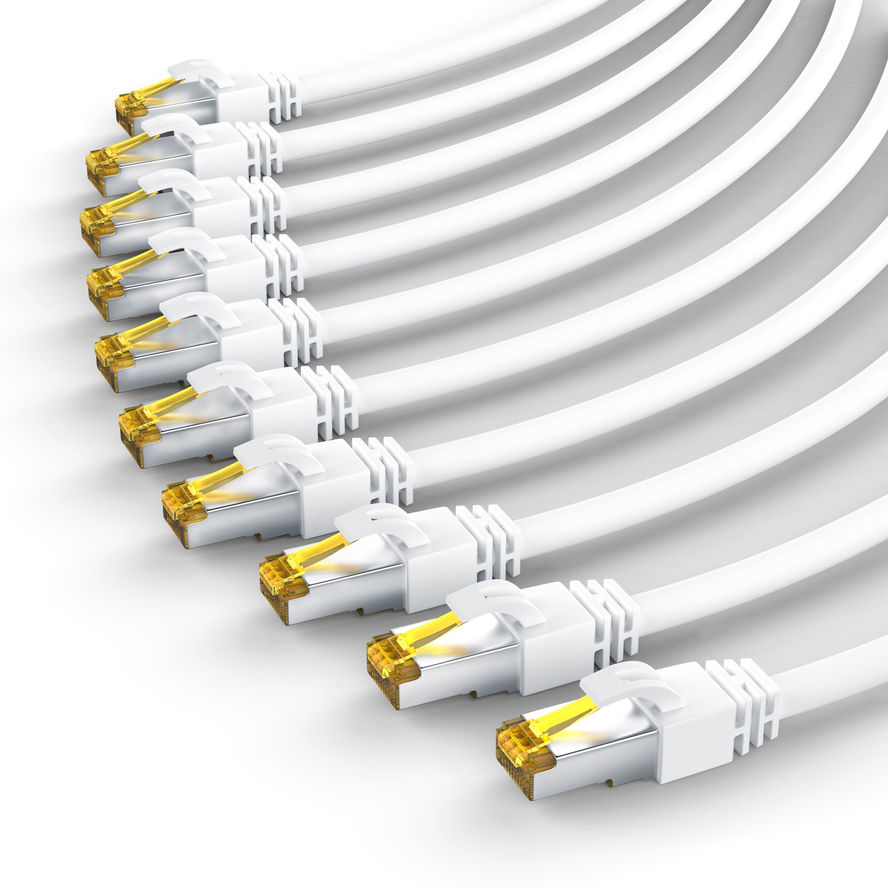 Primewire 10x LAN-Kabel CAT.7, RJ-45 (Ethernet), Gigabit Ethernet S/FTP Netzwerkkabel, 10000 Mbit/s, Patchkabel - 0,5m 