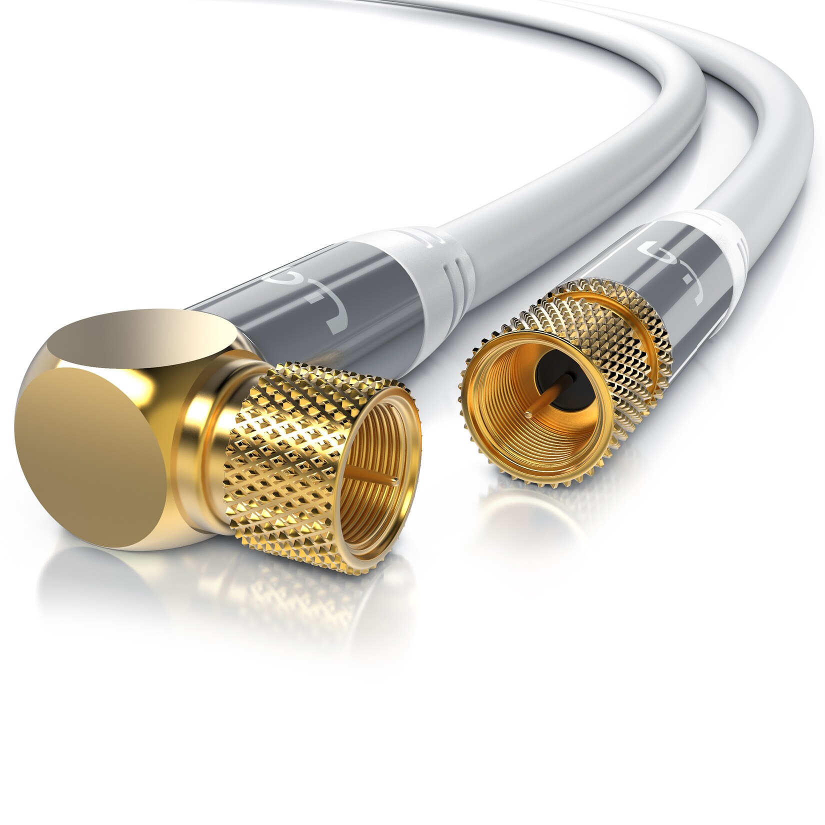 Primewire SAT-Kabel, Koax, F-Stecker, HDTV SAT Koax Kabel 90° gewinkelt, 4fach Schirmung, 135dB, 75Ohm - 12,5m