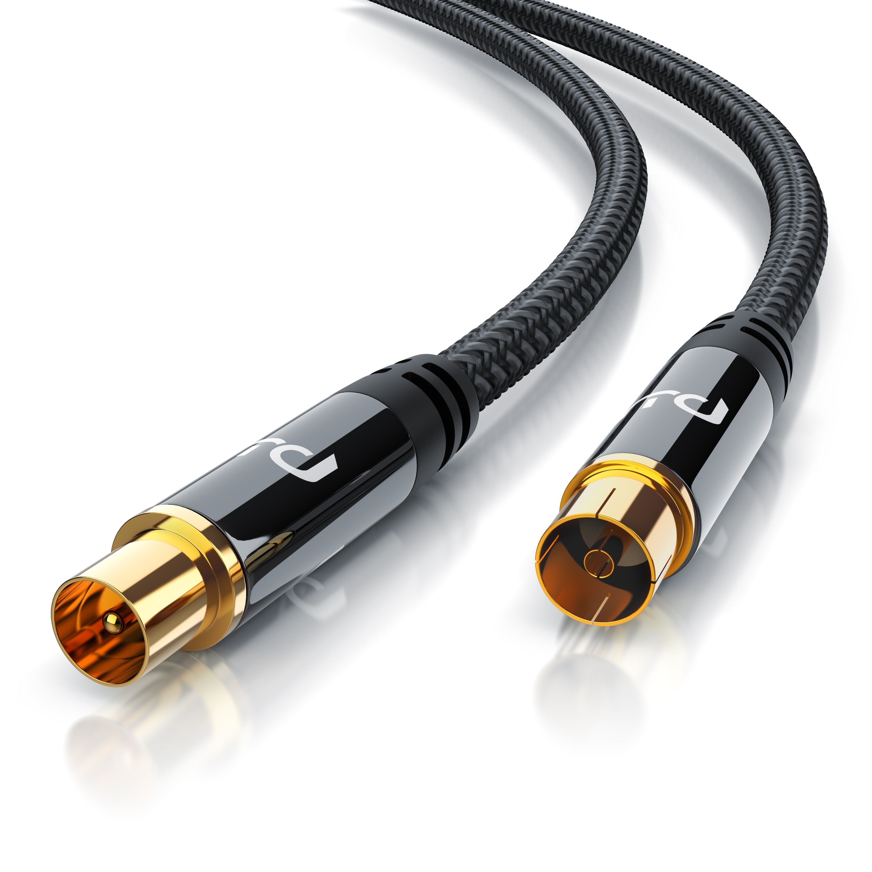 Primewire HDTV Antennenkabel mit Braiding - 2-fach Schirmung - Stoffummantelung - 75 Ohm / 135 dB - 7,5 m 