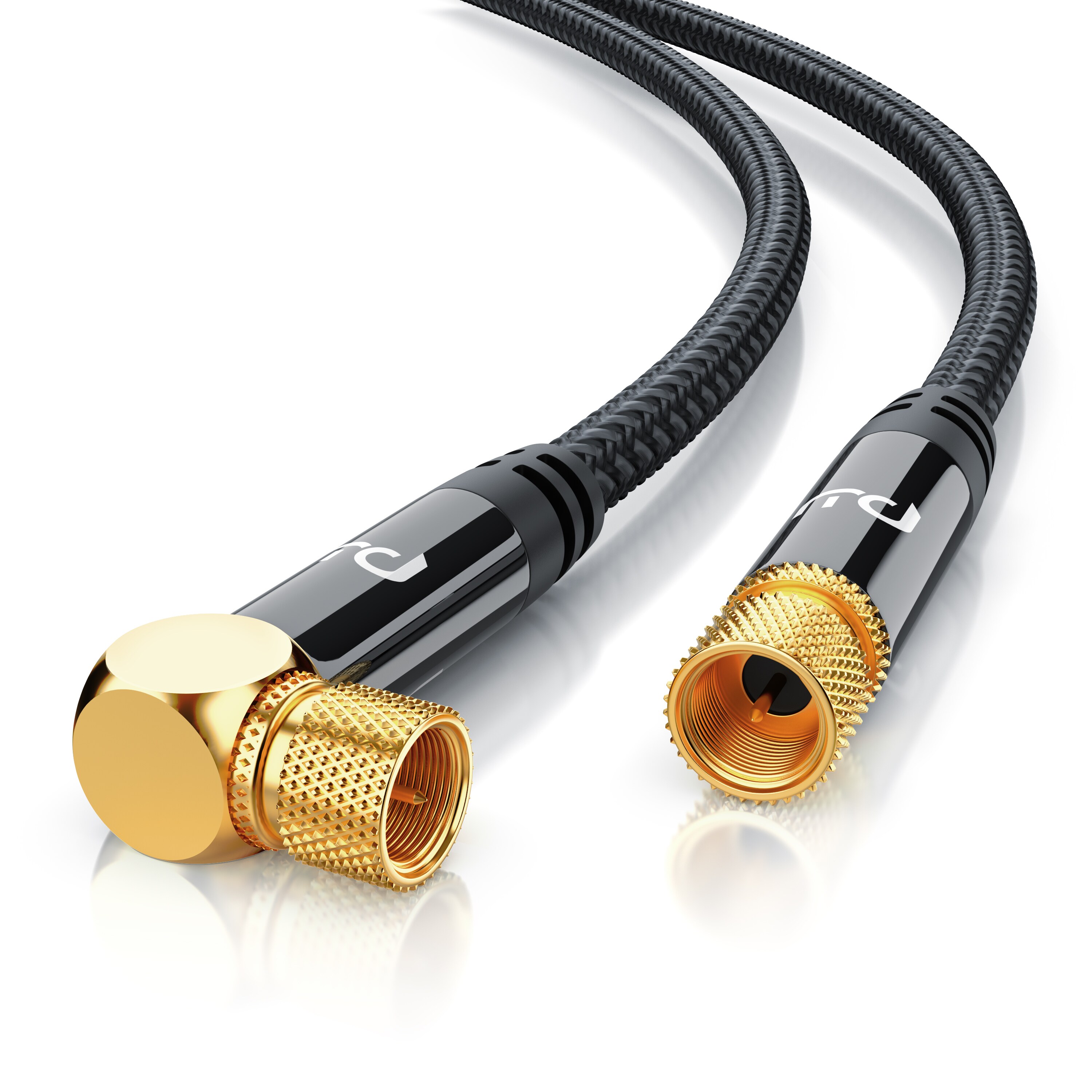 Primewire HDTV Satellitenkabel gewinkelt mit Braiding - 135Db - 75 Ohm - Stoffummantelung - 7,5 m 