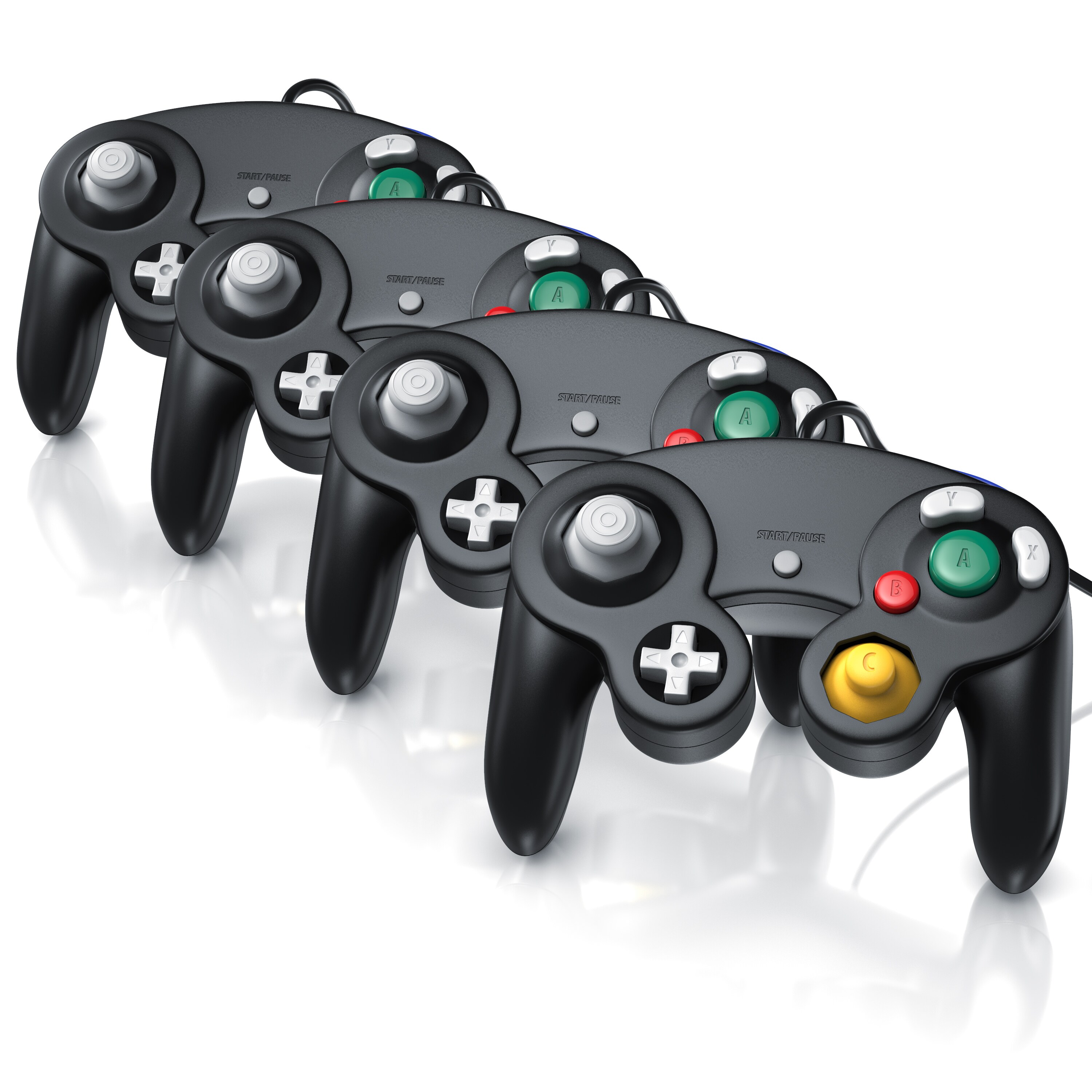 CSL 4x Nintendo-Controller, Gamepad f&uuml;r Nintendo GameCube / Wii Vibrationseffekte / ergonomisch 