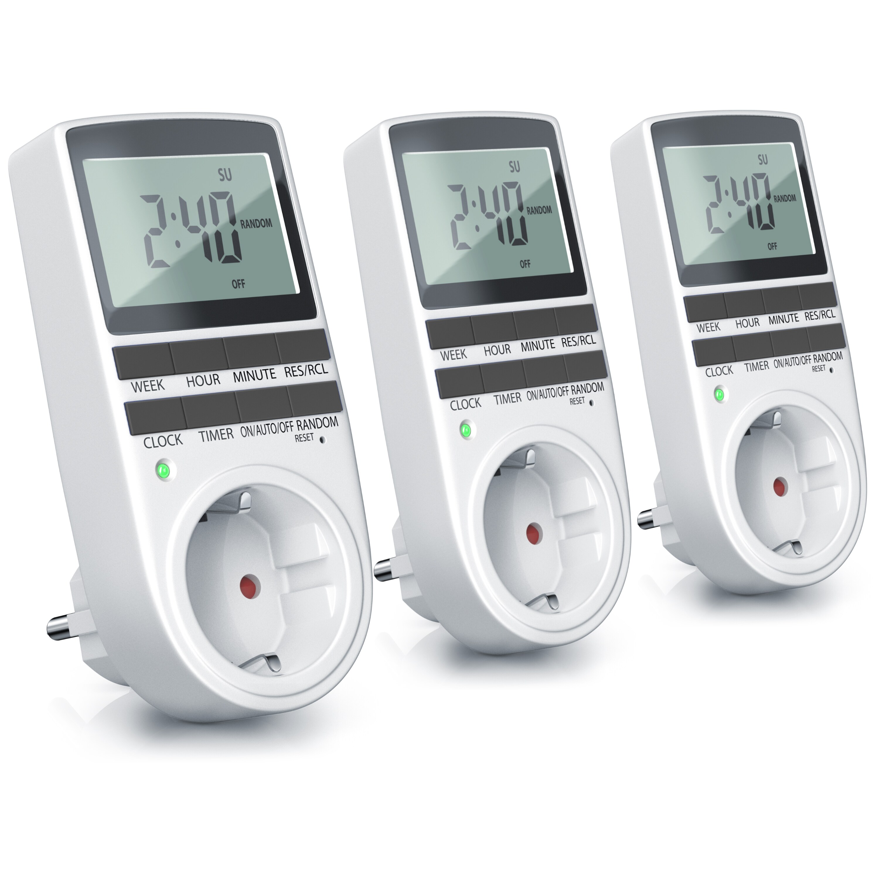 BEARWARE 3x Zeitschaltuhr LCD-Display / 3680W / 10 konfigurierbare Programme 