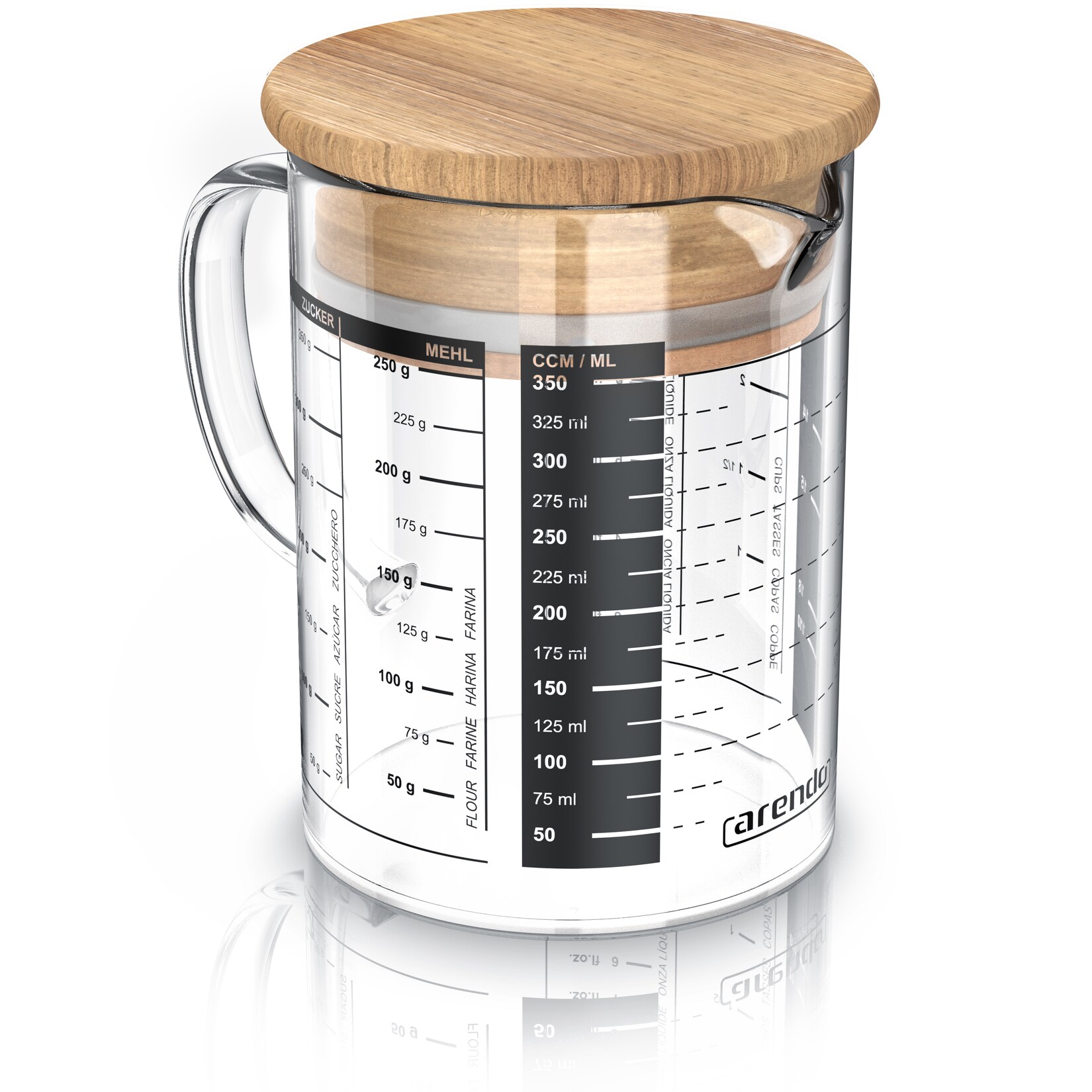 Messbecher , Glas, luftdicht, mit Bambusdeckel