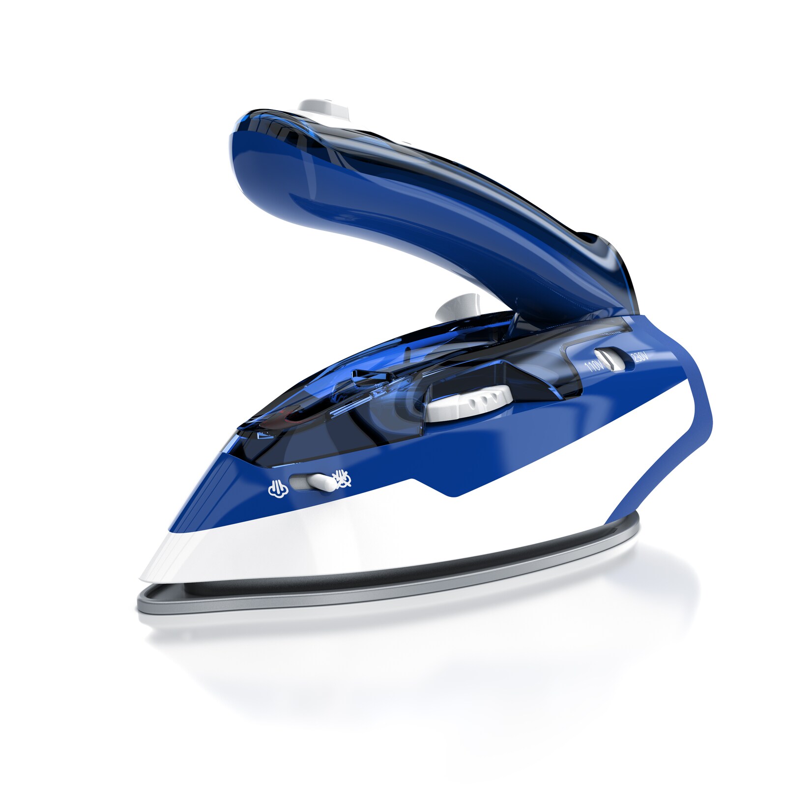 Reisebügeleisen, klappbar, 1100 W, Edelstahlsohle, Dampfstoß, Dual-Voltage