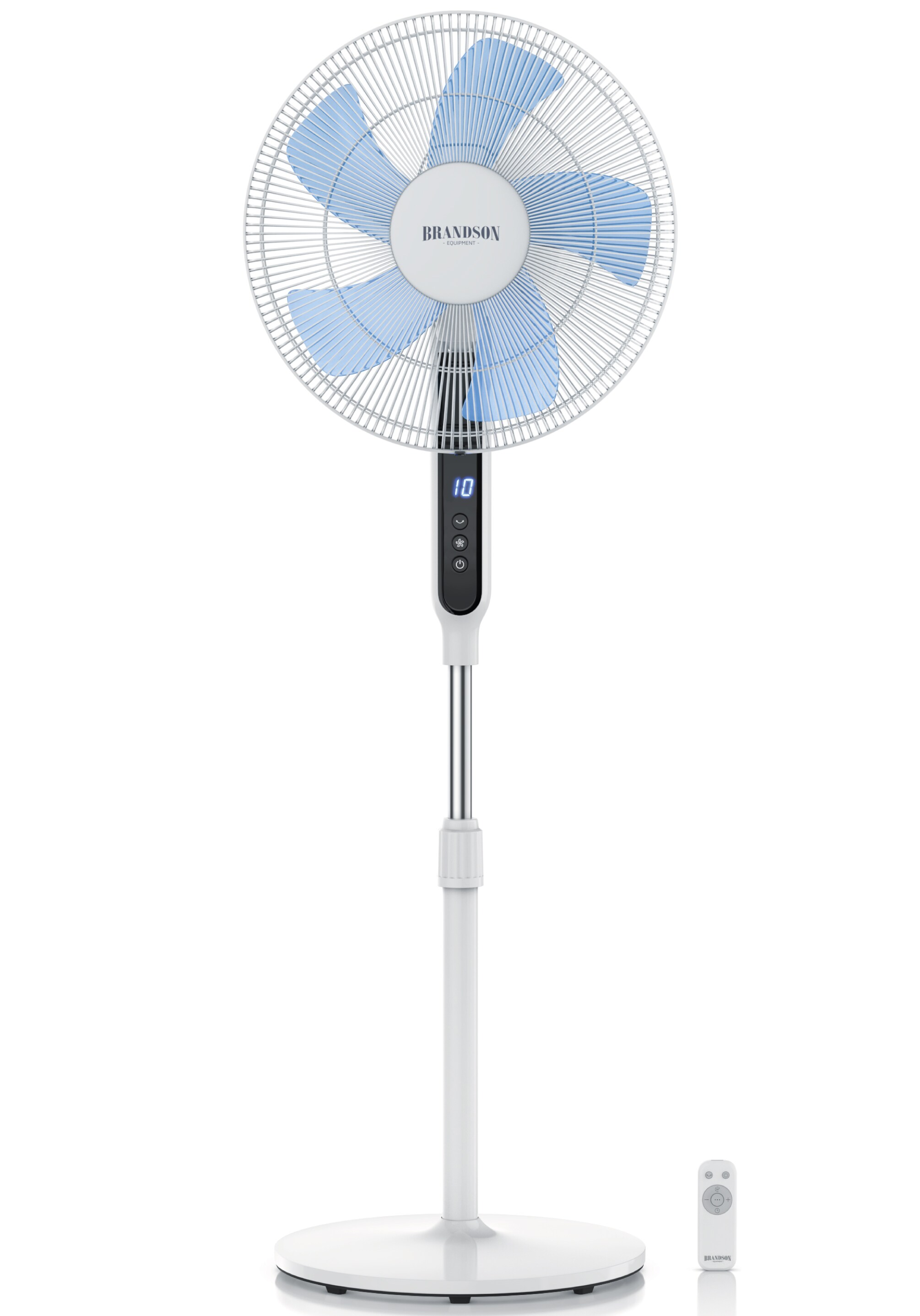 Brandson Standventilator Ventilator mit DC Motor & Fernbedienung, energiesparend ECO, Timer, 43,5 cm Durchmesser, Brushless Motor, sehr leise, 80&deg; Oszillation, 12 Stufen, LED Display 