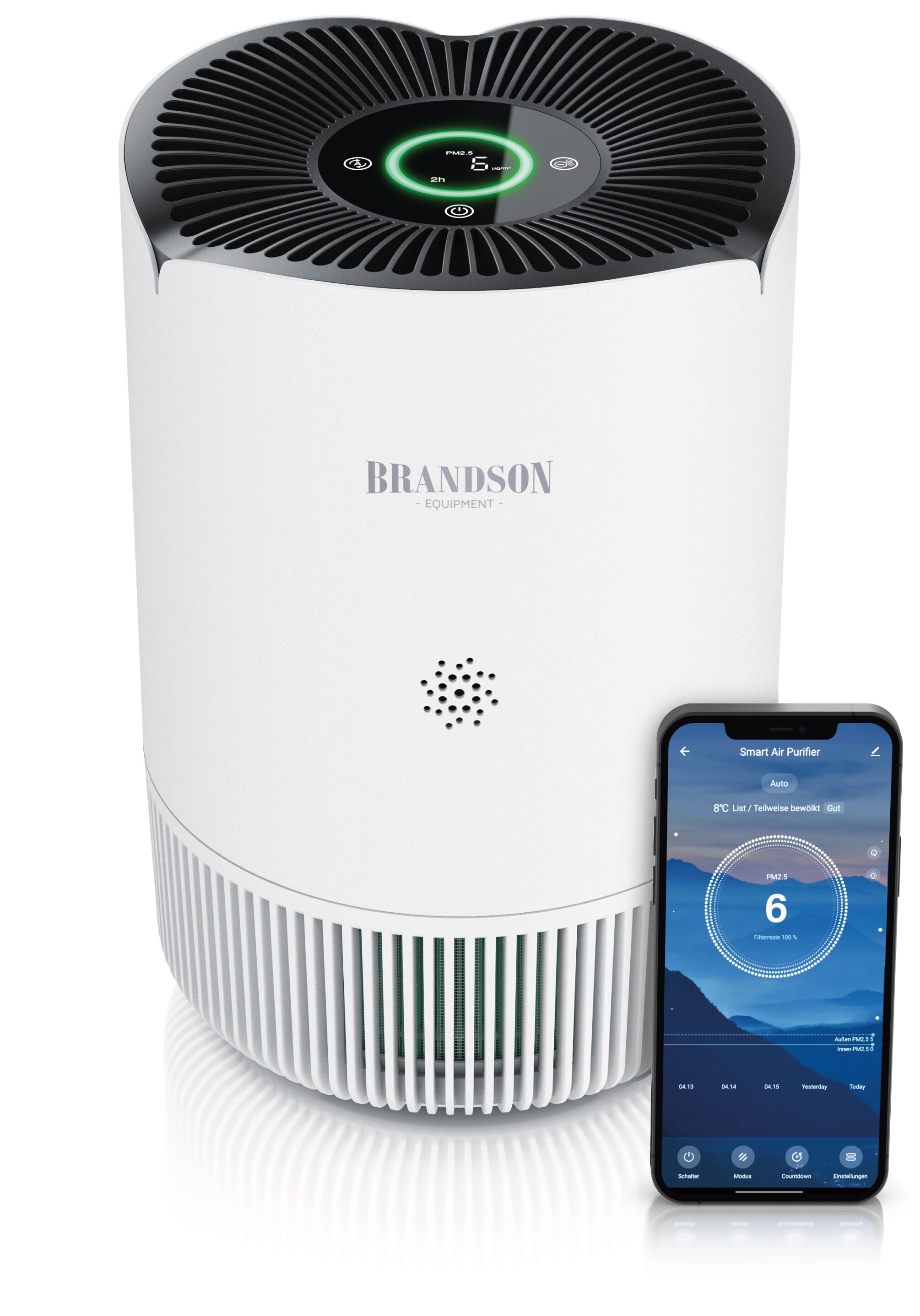 Brandson Luftreiniger HEPA Aktivkohlefilter, Smart Home App, Air Purifier 158 m&sup3;/h, Allergiker geeignet, leise, 45 m&sup2; 