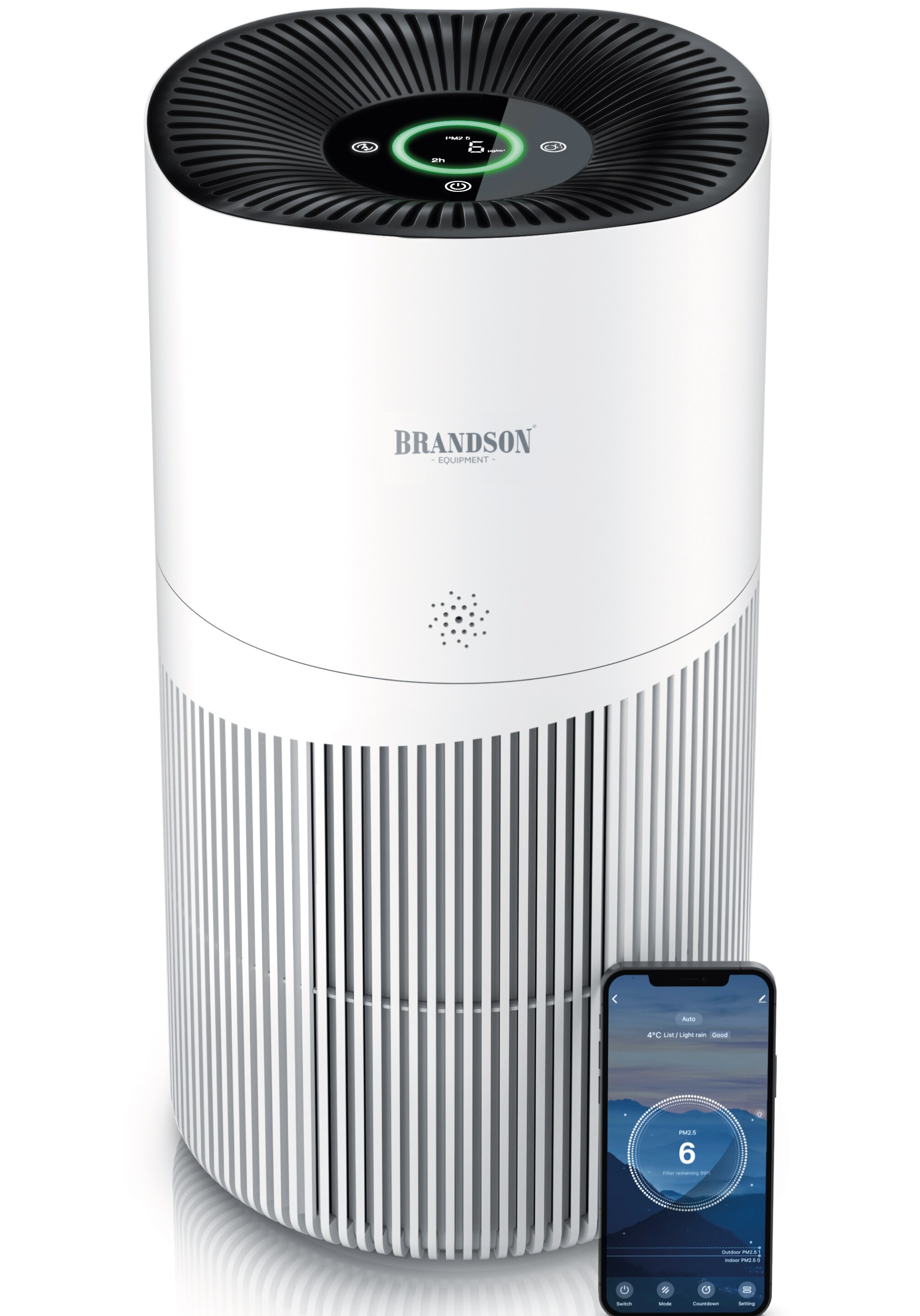Brandson Luftreiniger HEPA Aktivkohlefilter, Smart Home App, Air Purifier 402 m&sup3;/h, Allergiker geeignet, leise, 90 m&sup2; 