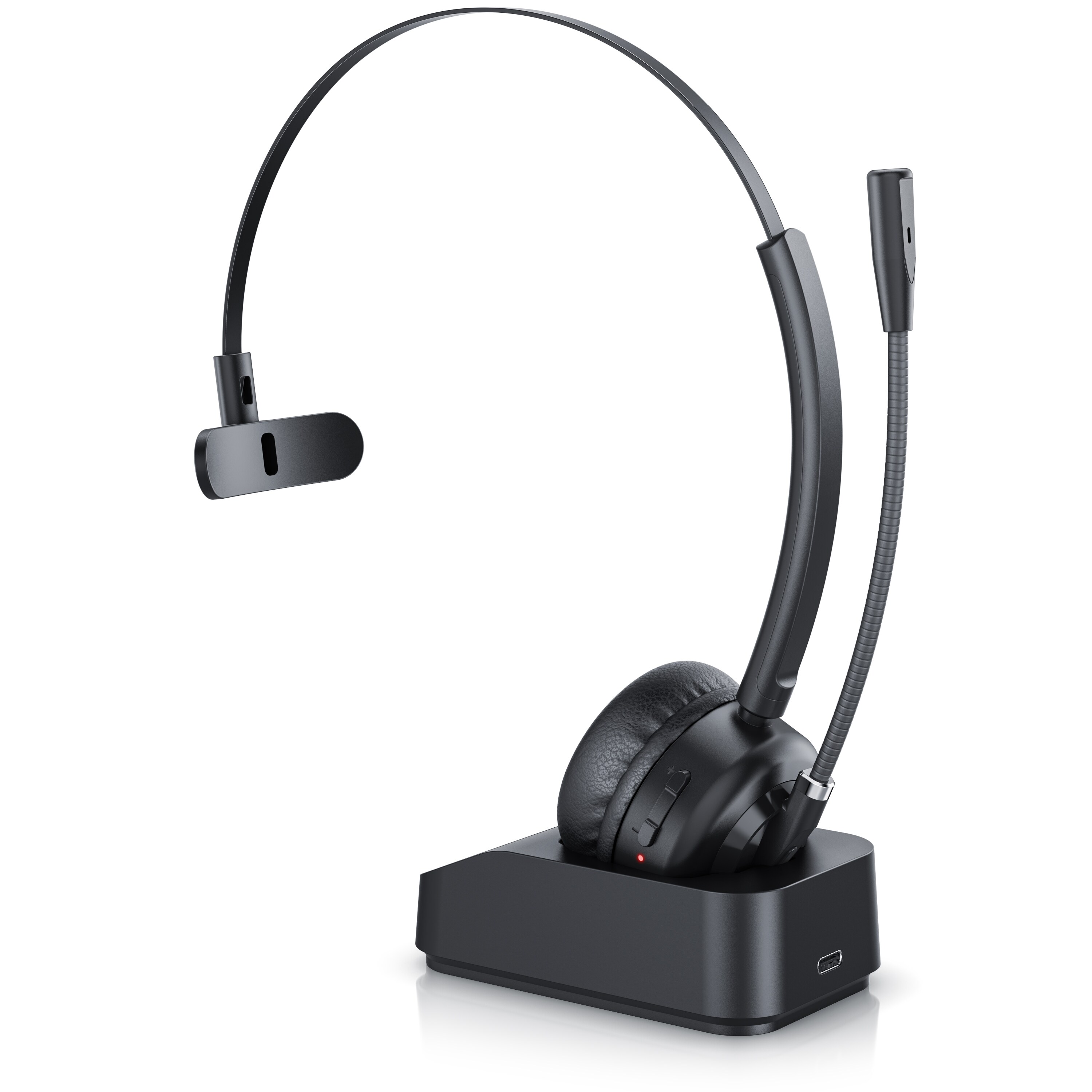 CSL Bluetooth Headset BT 5.3, Mikrofon, Noise Cancelling, Multipoint, mit Ladestation, kabellos, f&uuml;r Smartphone & PC 