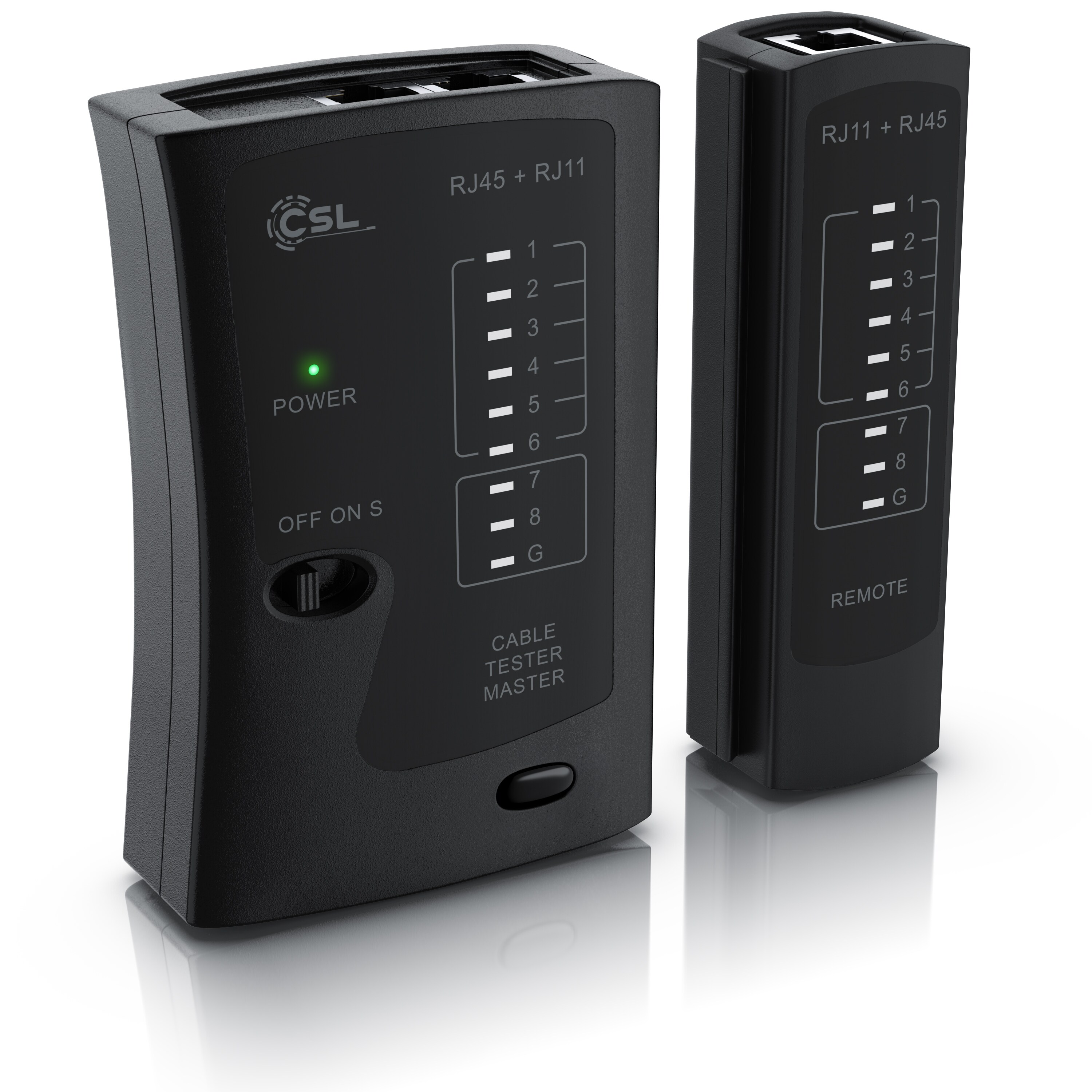 CSL Netzwerktester f&uuml;r RJ45 RJ11 Kabel, Leitungstester, Patchkabel Tester, Netzwerk-Adapter, f&uuml;r Wand & Boden 
