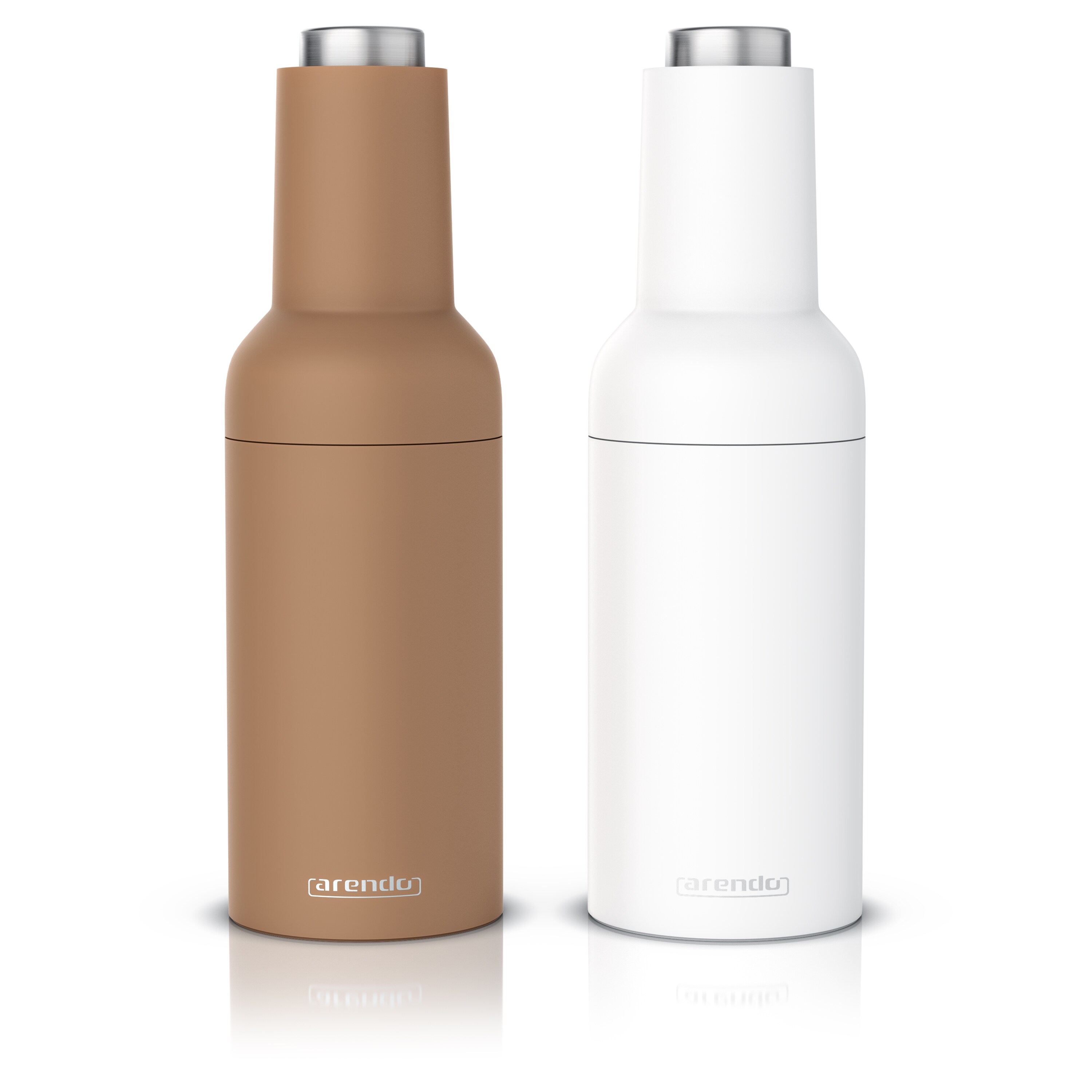 Arendo elektrische Salz- & Pfefferm&uuml;hle, wei&szlig;/braun, Batterie, LED-Licht, Keramikmahlwerk, einstellbar 