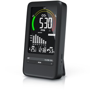Brandson CO2 Messgerät, Luftqualitätsmelder, Kohlendioxidwarnmelder, präzise Sensoren, für gesundes Raumklima 