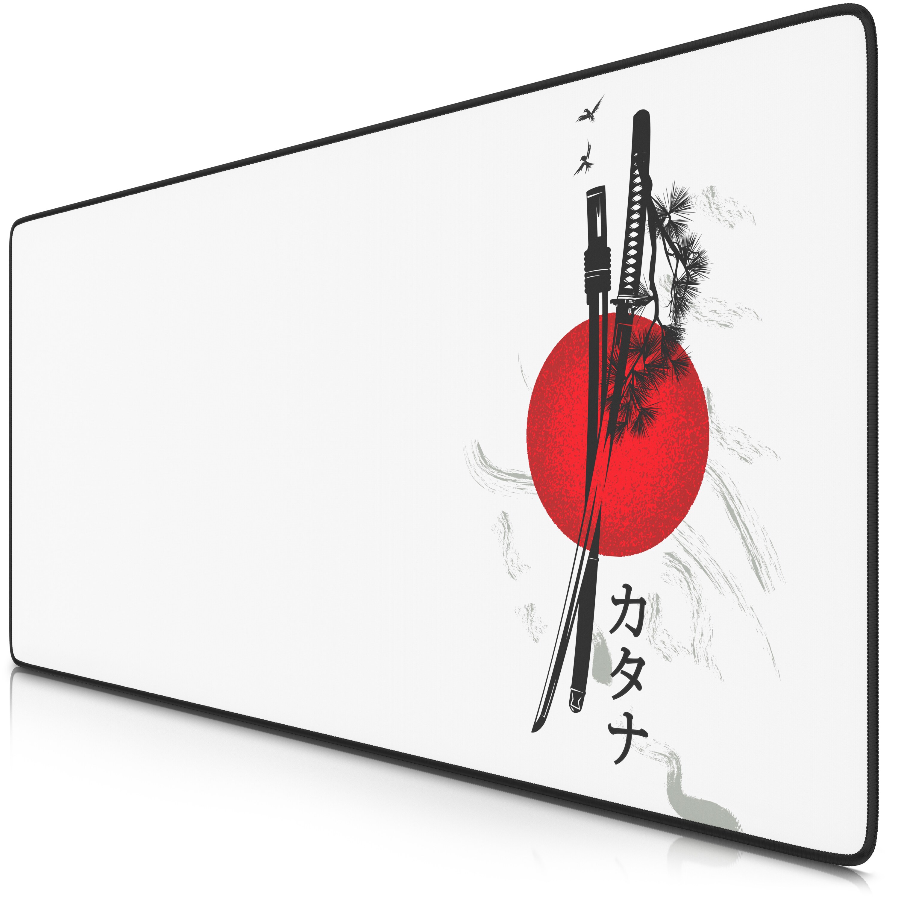 Titanwolf Titanwolf Gaming Mauspad XXL Speed Mousepad 900 x 400 x 3 mm, gro&szlig;e Schreibtischauflage, abwaschbar, rutschfeste R&uuml;ckseite, Geschwindigkeit & Pr&auml;zision, Japan Ink Swords 