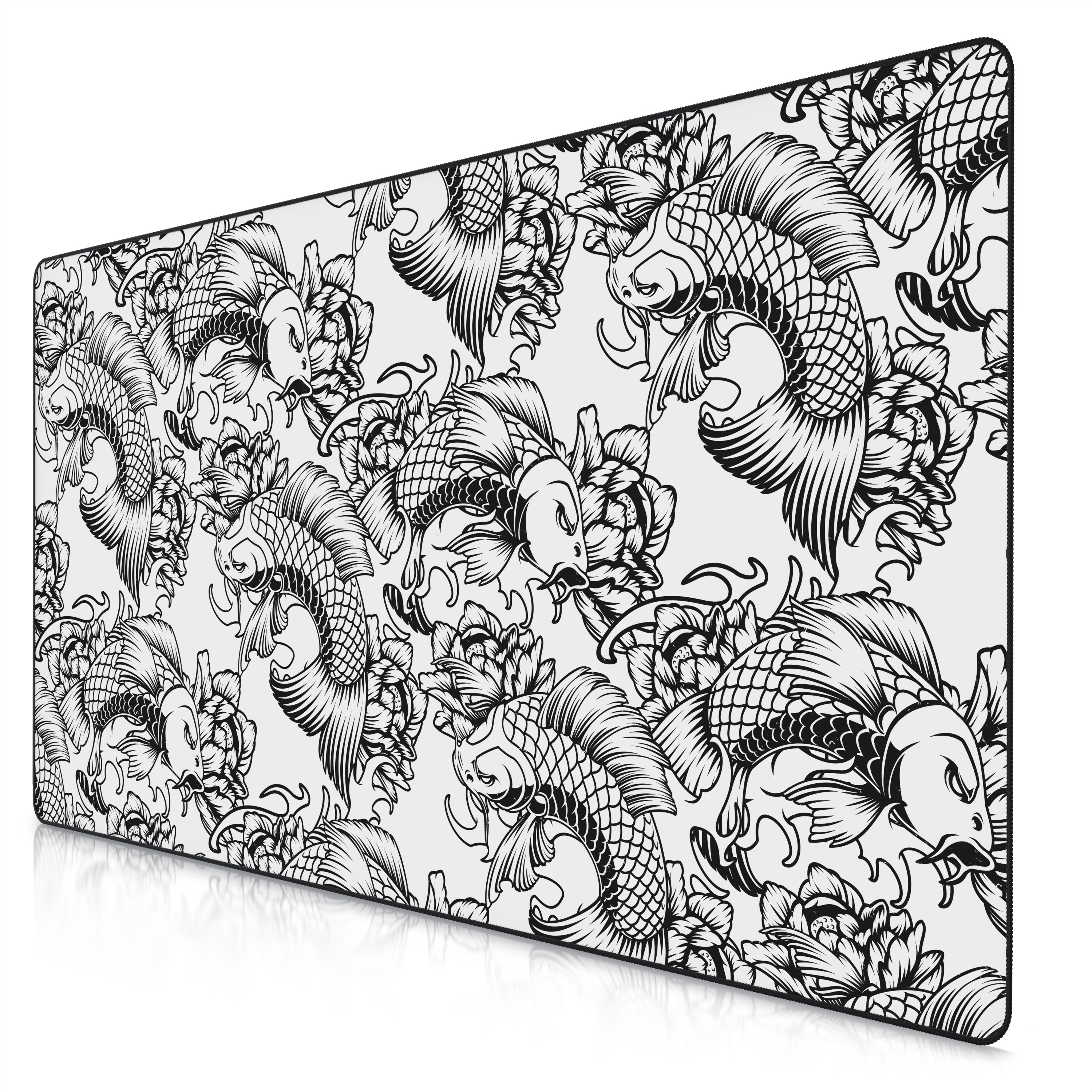 Titanwolf Gaming Mauspad XXXL Speed Gaming Mousepad 1200x600 mm, Deskpad, rutschfest & abwaschbar, f&uuml;r Speed & Pr&auml;zision, Koi Tattoo 2 