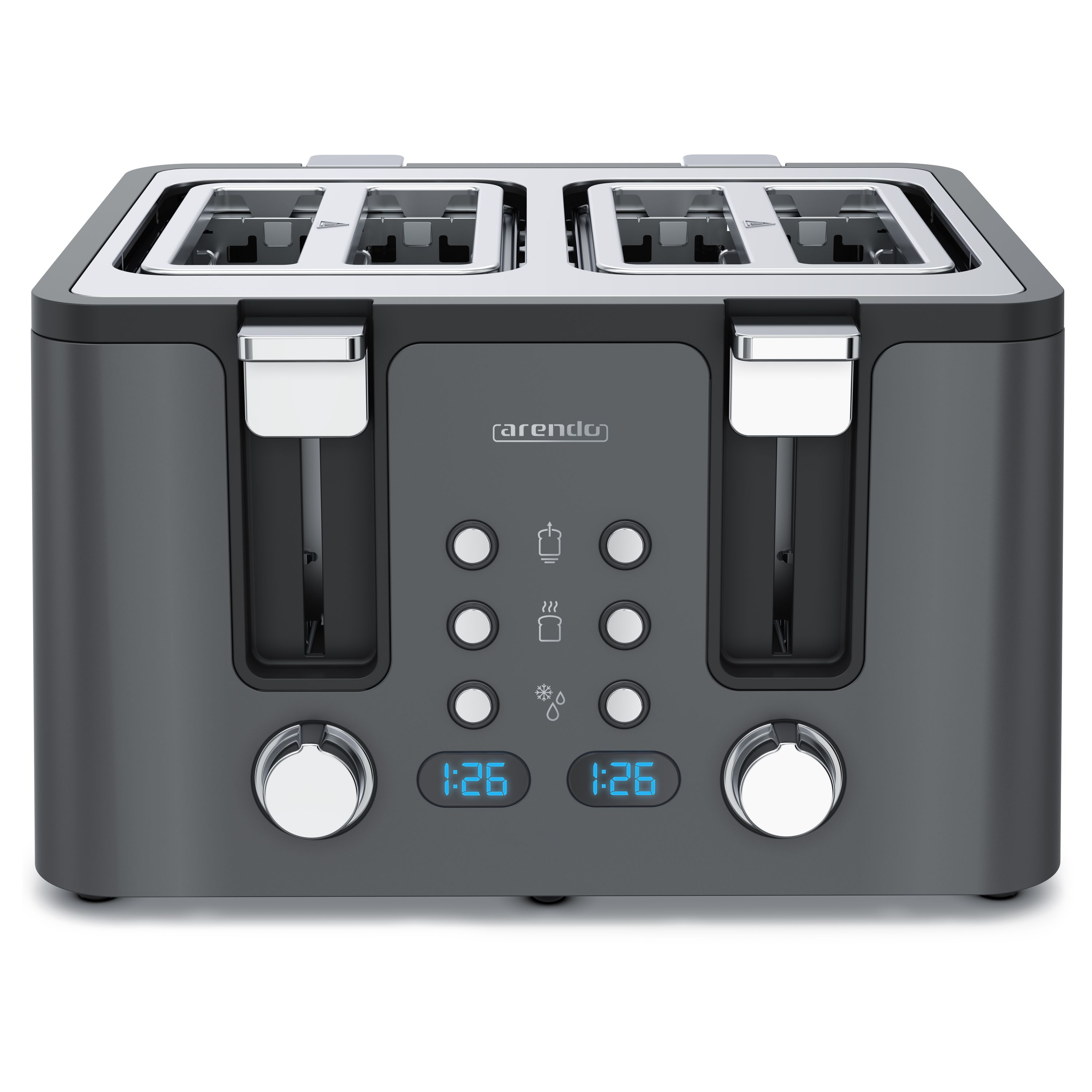 Arendo Toaster, 4 kurze Schlitze, f&uuml;r 4 Scheiben, 1750 W, Automatik, Edelstahl, W&auml;rmeisolierendes Doppelwandgeh&auml;use 