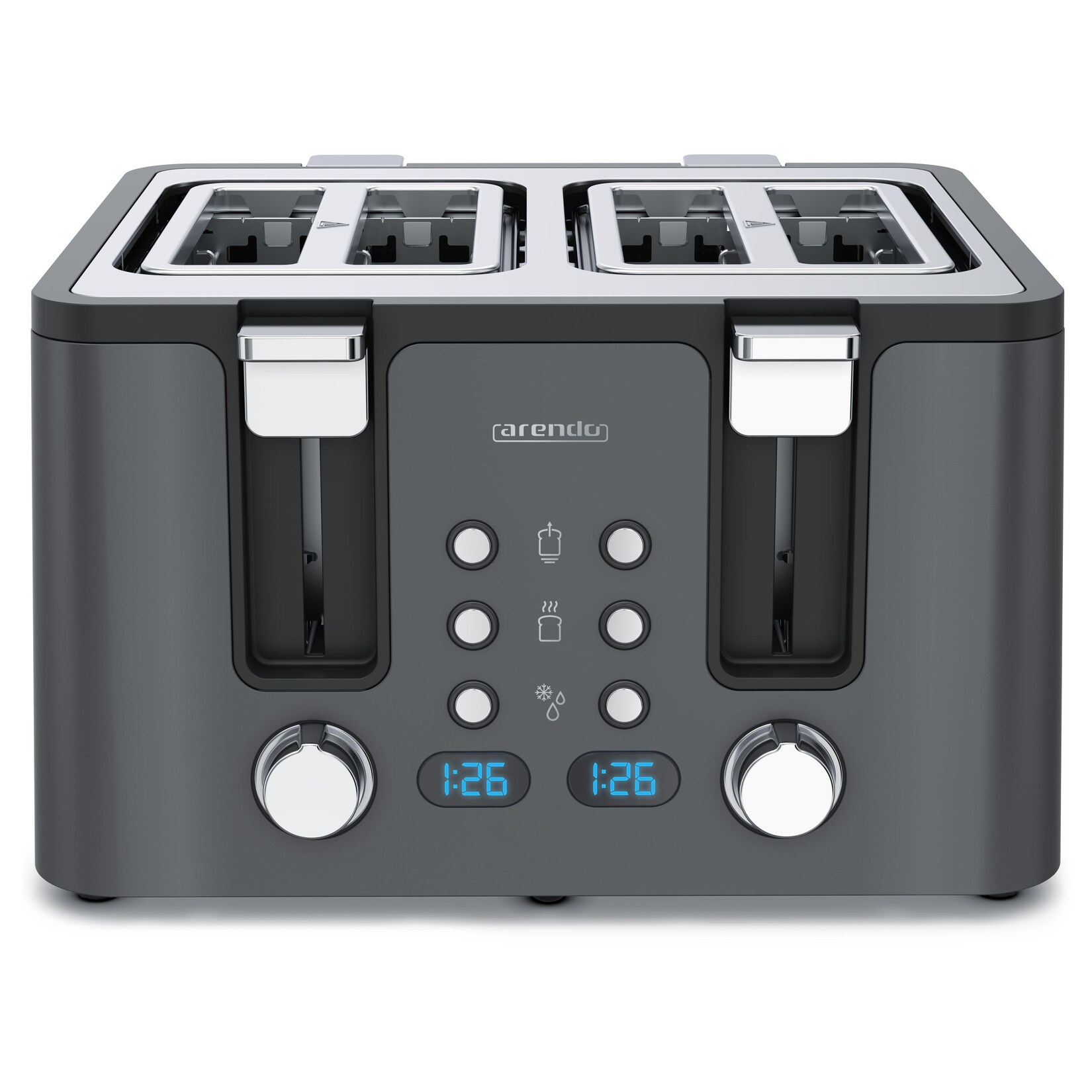 Toaster, 4 kurze Schlitze, für 4 Scheiben, 1750 W, Automatik, Edelstahl, Wärmeisolierendes Doppelwandgehäuse