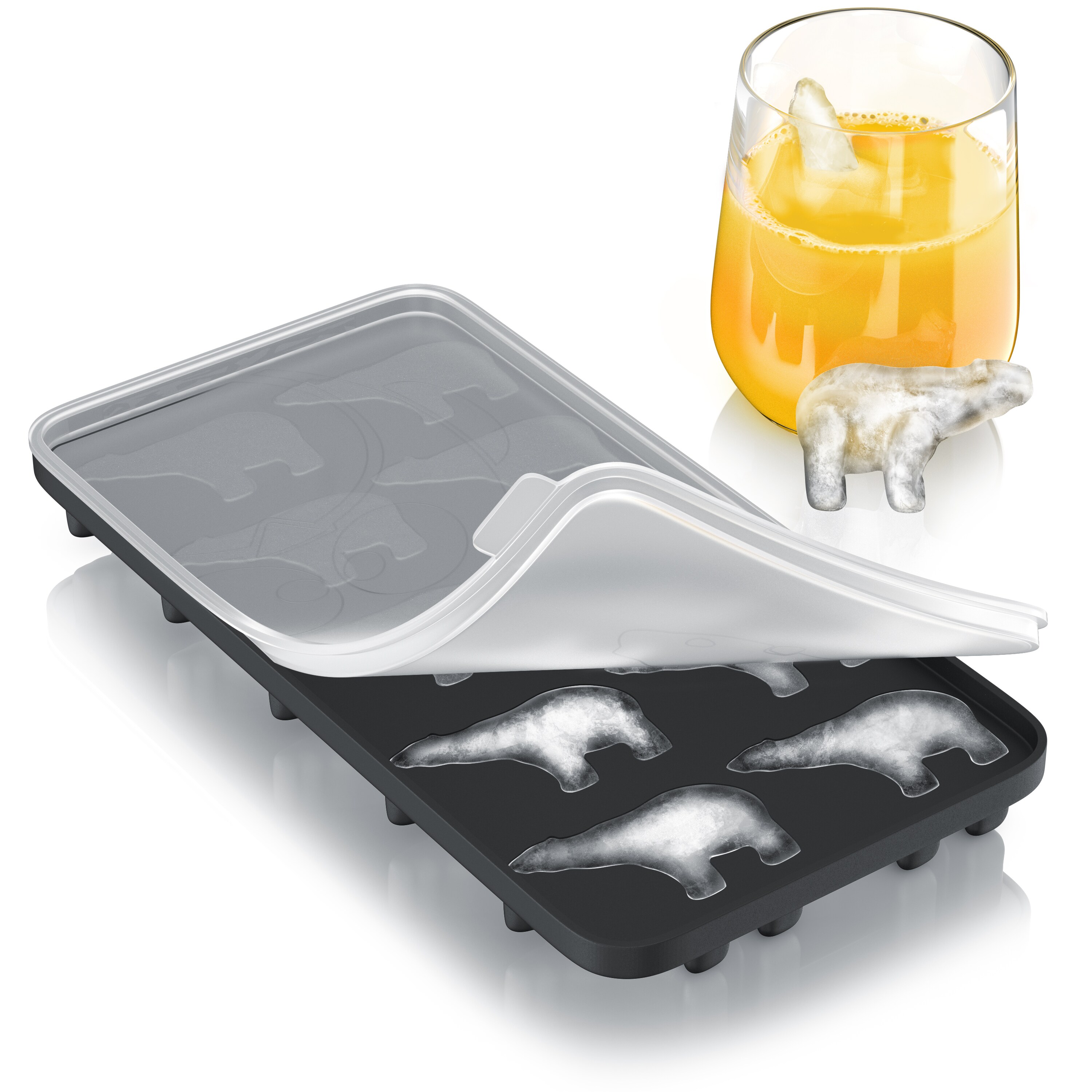 Arendo Eisw&uuml;rfelform 10x Eisb&auml;renform zehnfach, temperaturbest&auml;ndig, bis -40&deg;C, (1-tlg), leicht zu l&ouml;sen, f&uuml;r Cocktails, Obstsaft, Whisky 