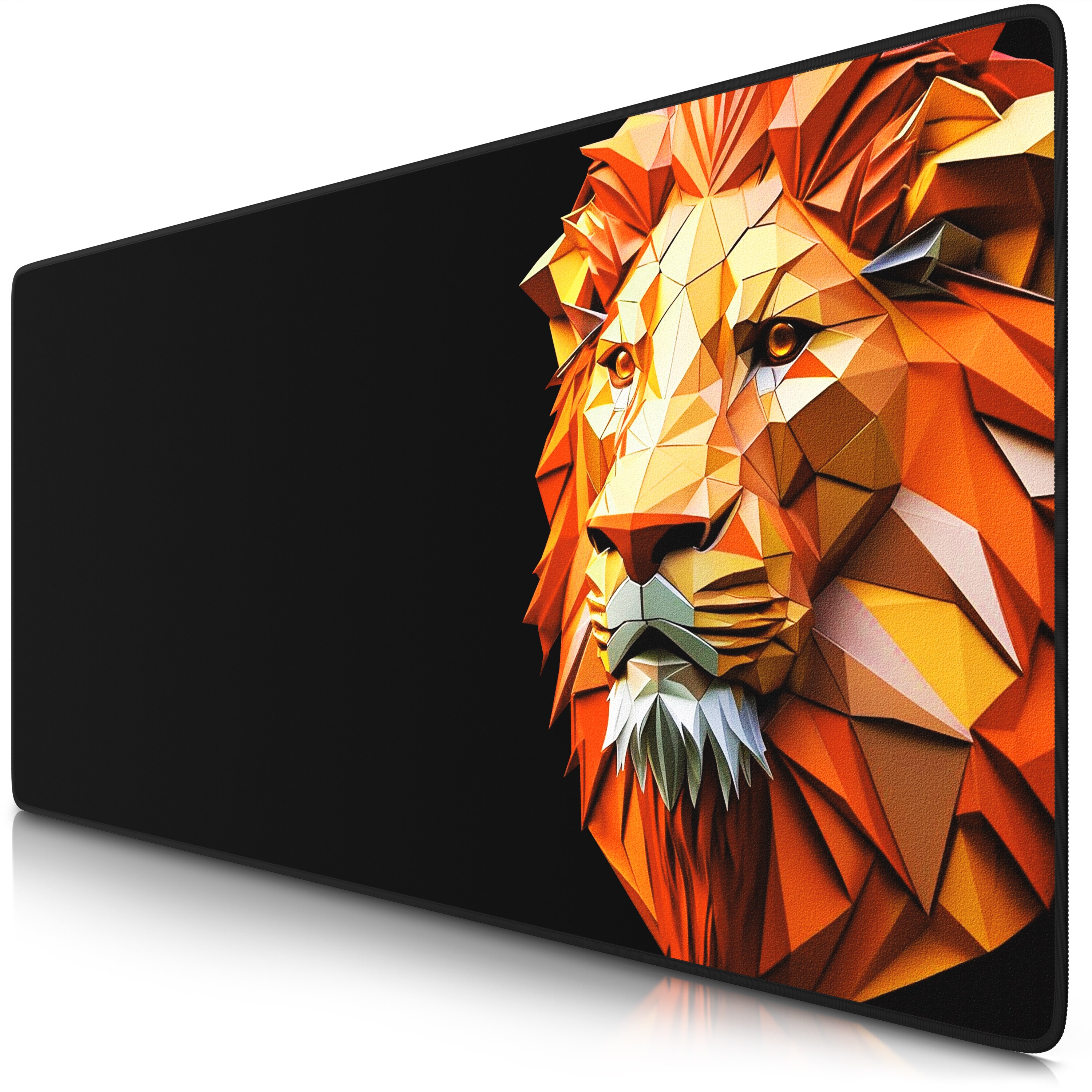Titanwolf Gaming Mauspad XXL Speed Gaming Mousepad 900x400 mm, Deskpad, rutschfest & abwaschbare R&uuml;ckseite, f&uuml;r Speed & Pr&auml;zision, Polygon Lion 