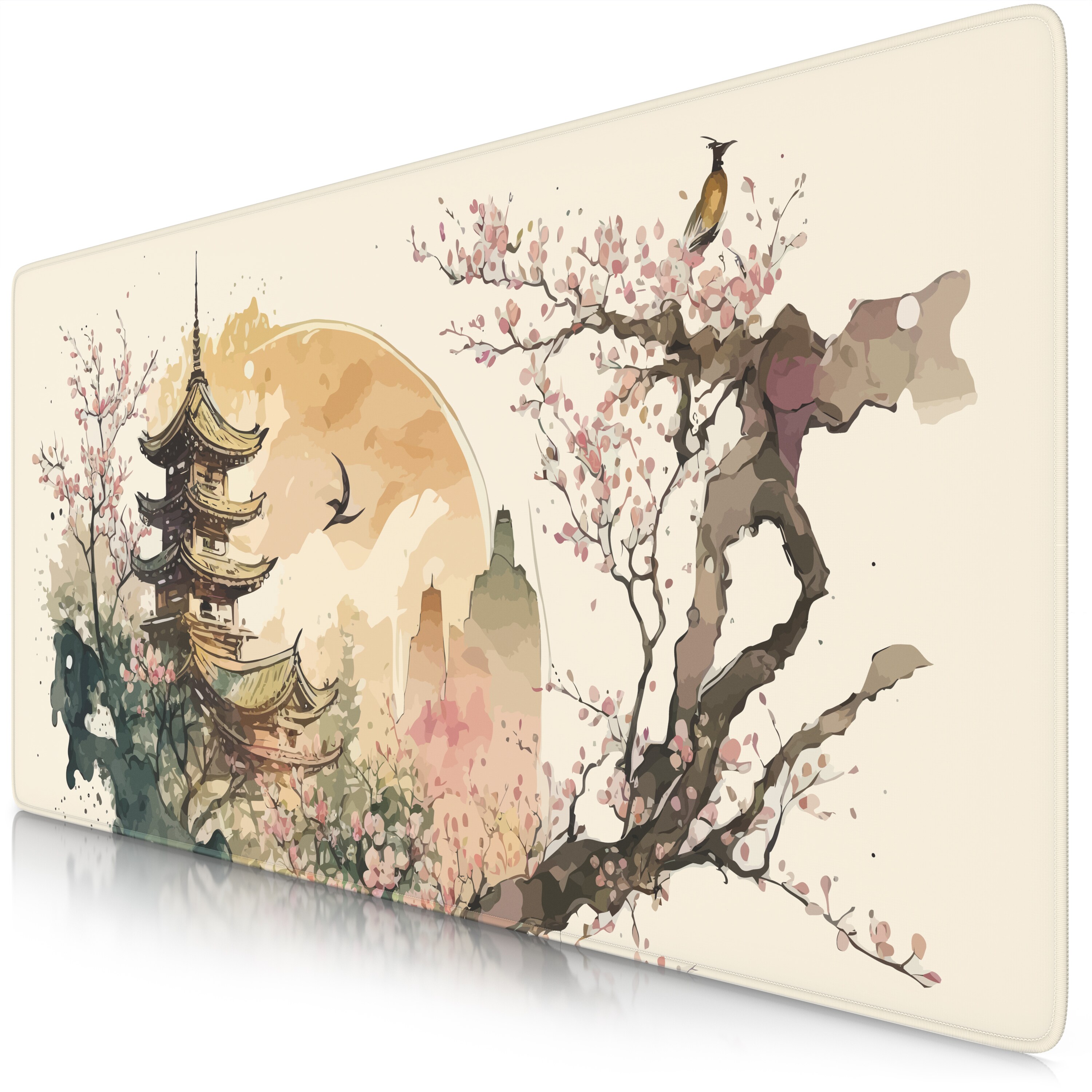 Titanwolf Gaming Mauspad XXL Speed Gaming Mousepad 900x400 mm, Deskpad, rutschfest & abwaschbar, f&uuml;r Speed & Pr&auml;zision, Japan Ink Painting Colour 