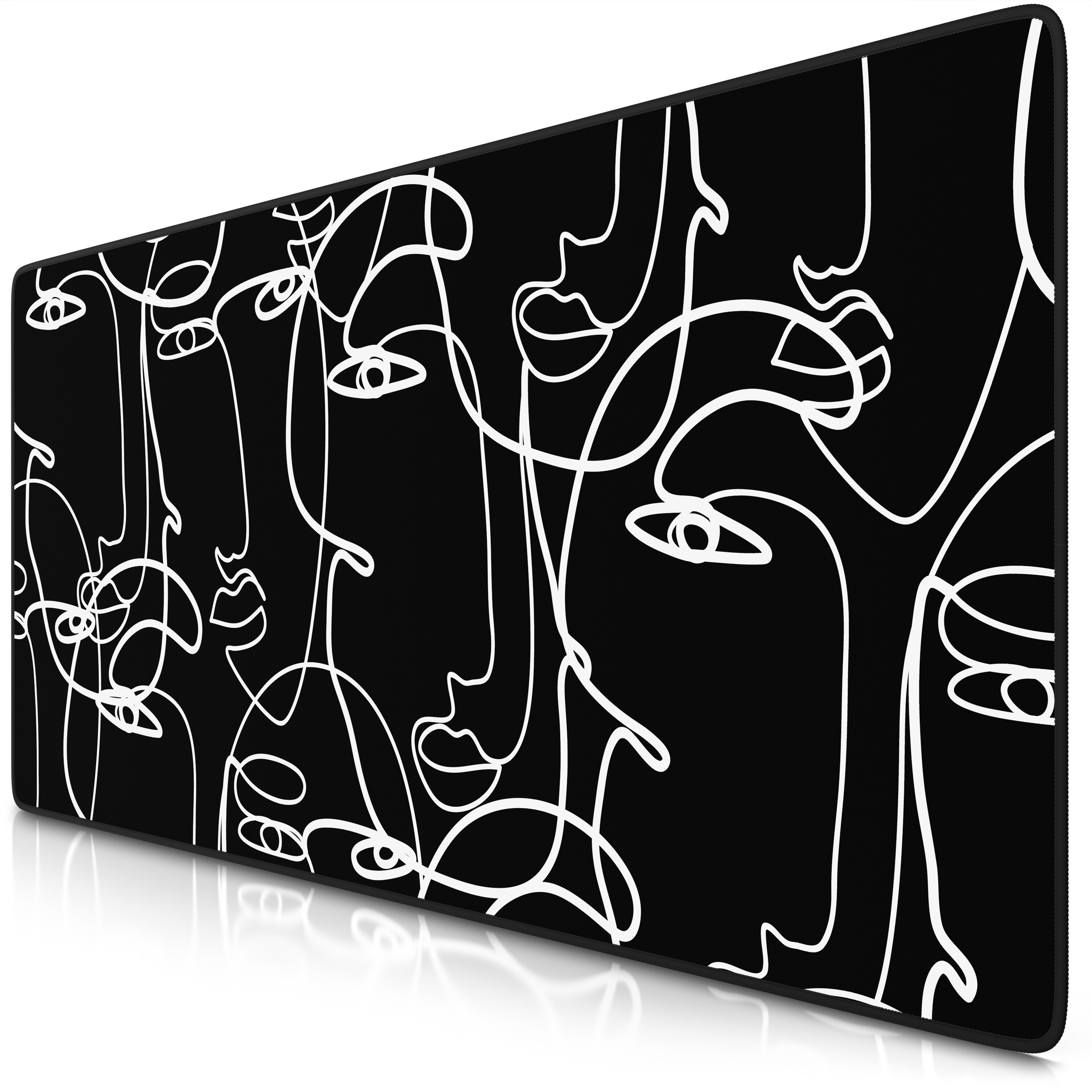 Titanwolf Gaming Mauspad XXL Speed Gaming Mousepad 900x400 mm, Deskpad, rutschfest & abwaschbare R&uuml;ckseite, f&uuml;r Speed & Pr&auml;zision, Art Faces 