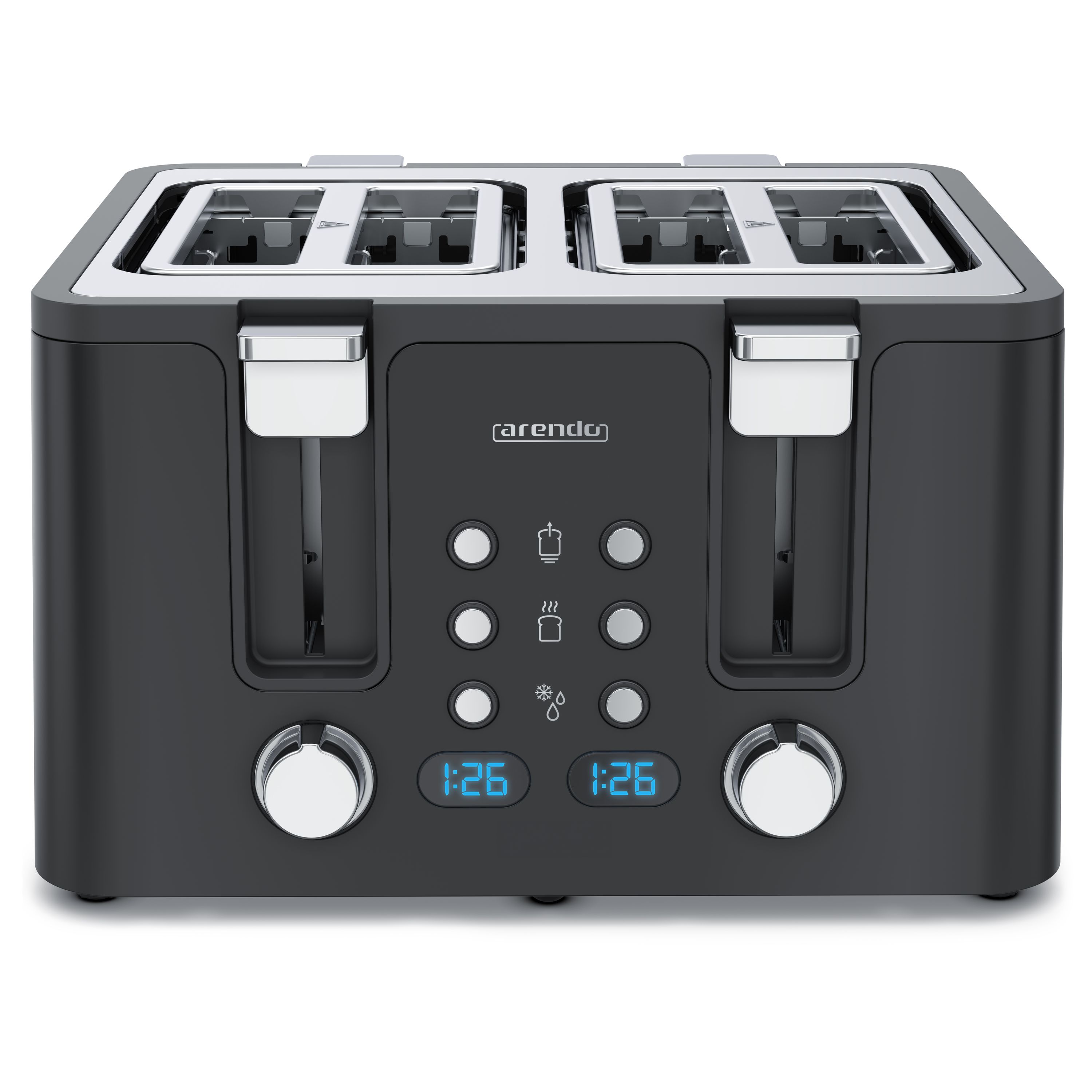 Arendo Toaster, 4 kurze Schlitze, f&uuml;r 4 Scheiben, 1750 W, Automatik, Edelstahl, W&auml;rmeisolierendes Doppelwandgeh&auml;use 