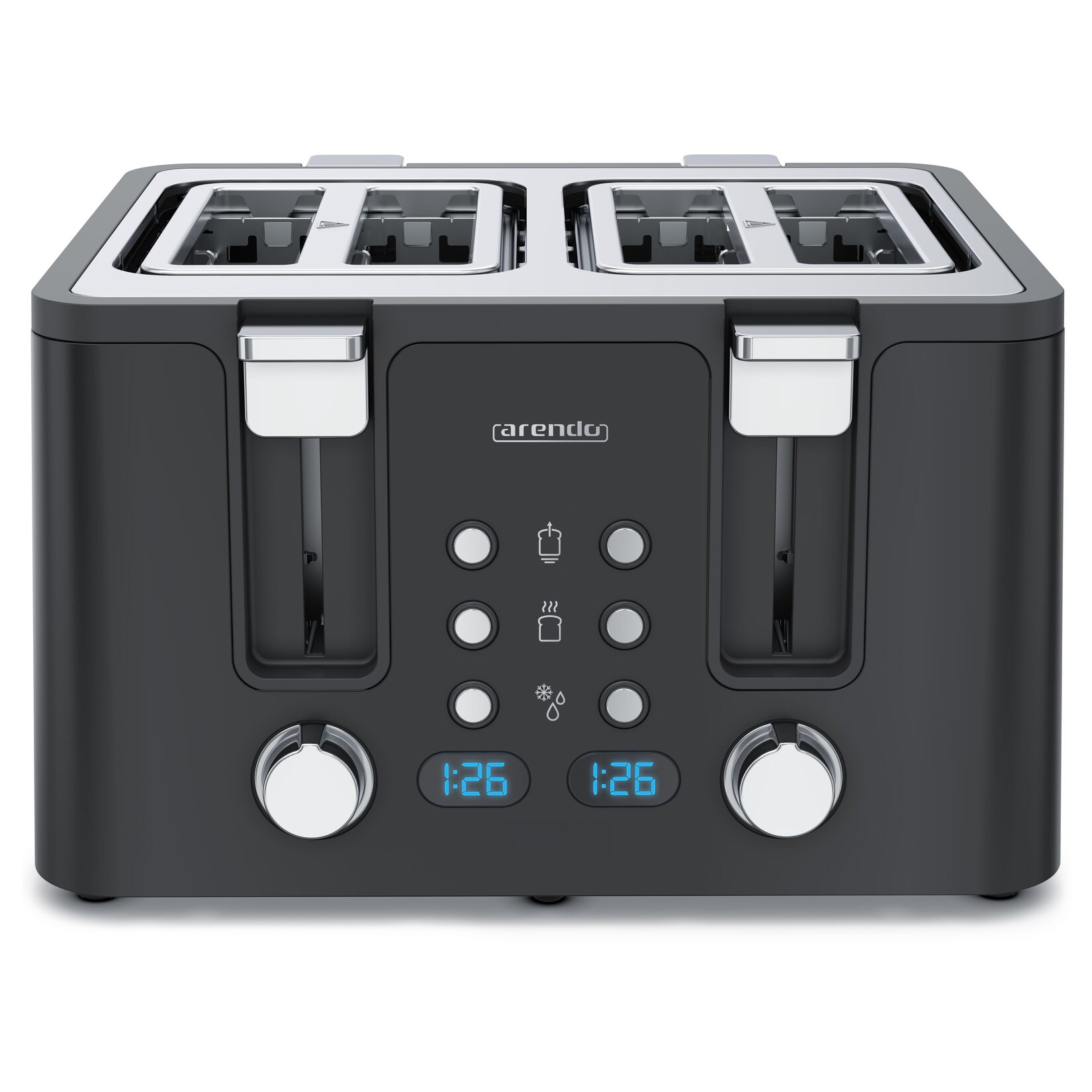 Toaster, 4 kurze Schlitze, für 4 Scheiben, 1750 W, Automatik, Edelstahl, Wärmeisolierendes Doppelwandgehäuse