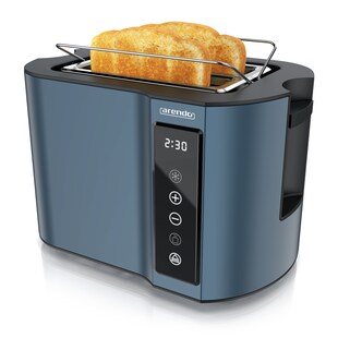 Arendo Toaster Wärmeisoliertes Doppelwandgehäuse, Display mit Restzeitanzeige, 2 kurze Schlitze, für 2 Scheiben, 800 W, Touchpanel, Brötchenaufsatz, 7 Bräunungsgrade, Brotscheibenzentrierung 