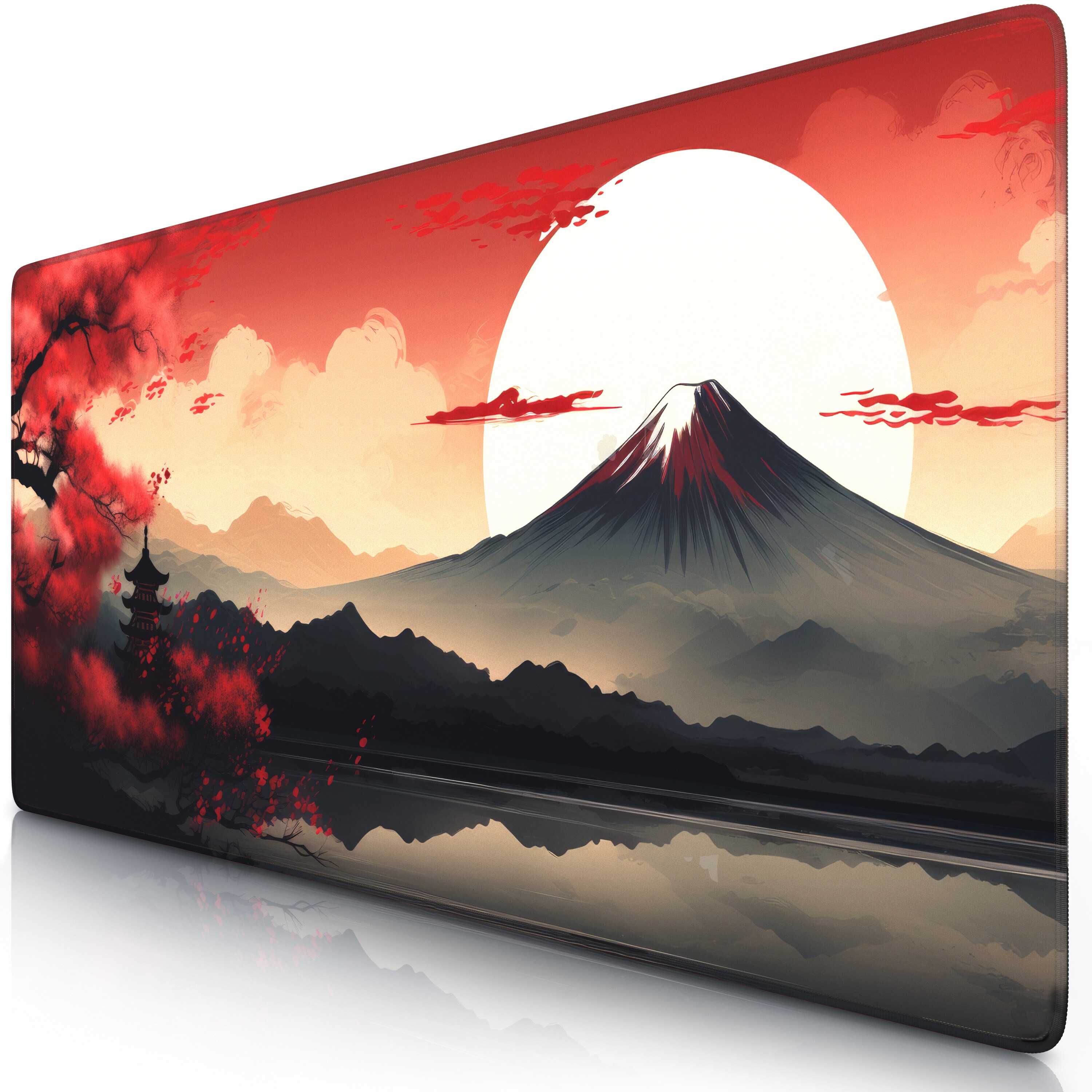 Titanwolf Gaming Mauspad XXL Speed Gaming Mousepad 900x400 mm, Deskpad, rutschfest & abwaschbare R&uuml;ckseite, f&uuml;r Speed & Pr&auml;zision, Japan Sunset 2 