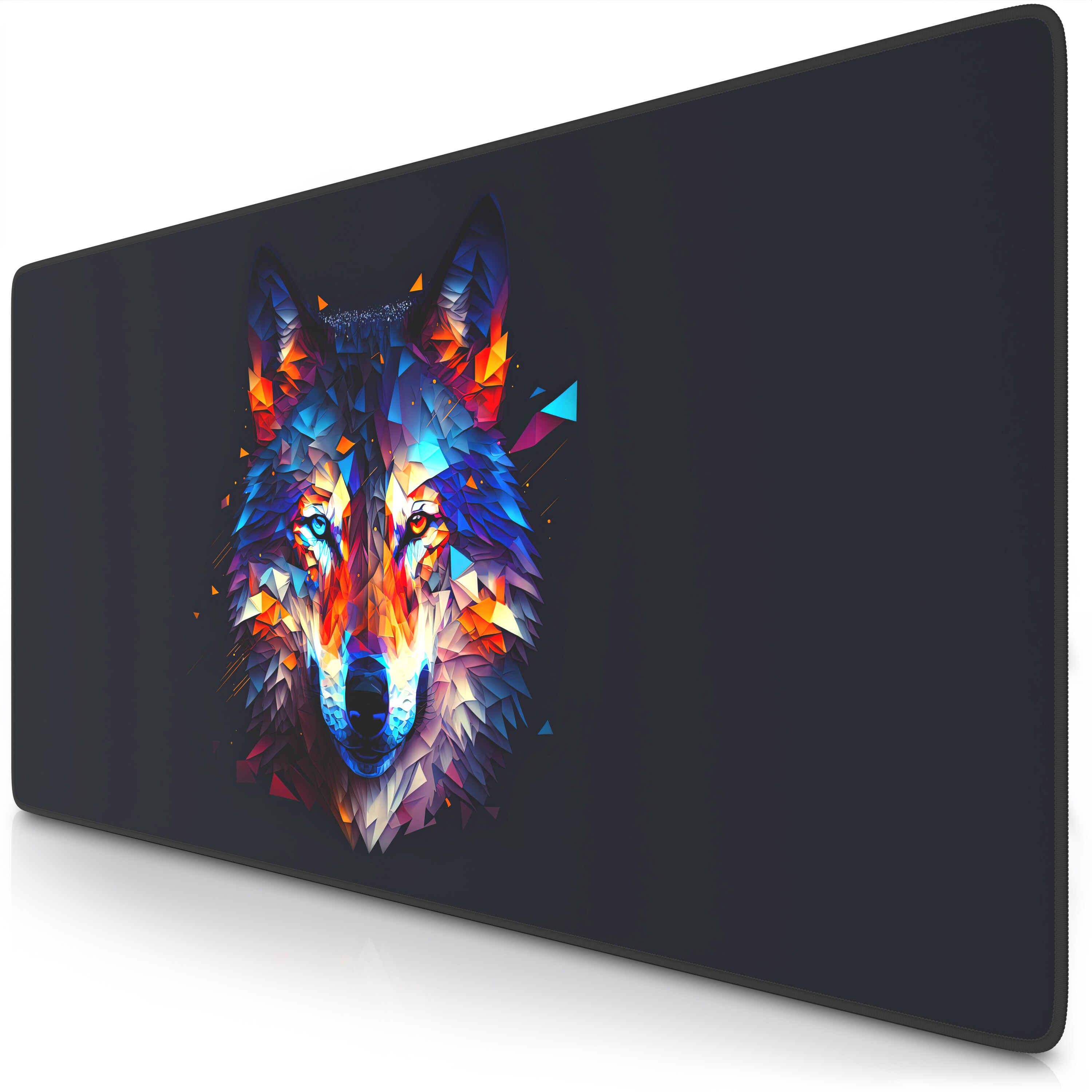 Titanwolf Gaming Mauspad XXL Speed Gaming Mousepad 900x400 mm, Deskpad, rutschfest & abwaschbare R&uuml;ckseite, f&uuml;r Speed & Pr&auml;zision, Polygon Wolf 