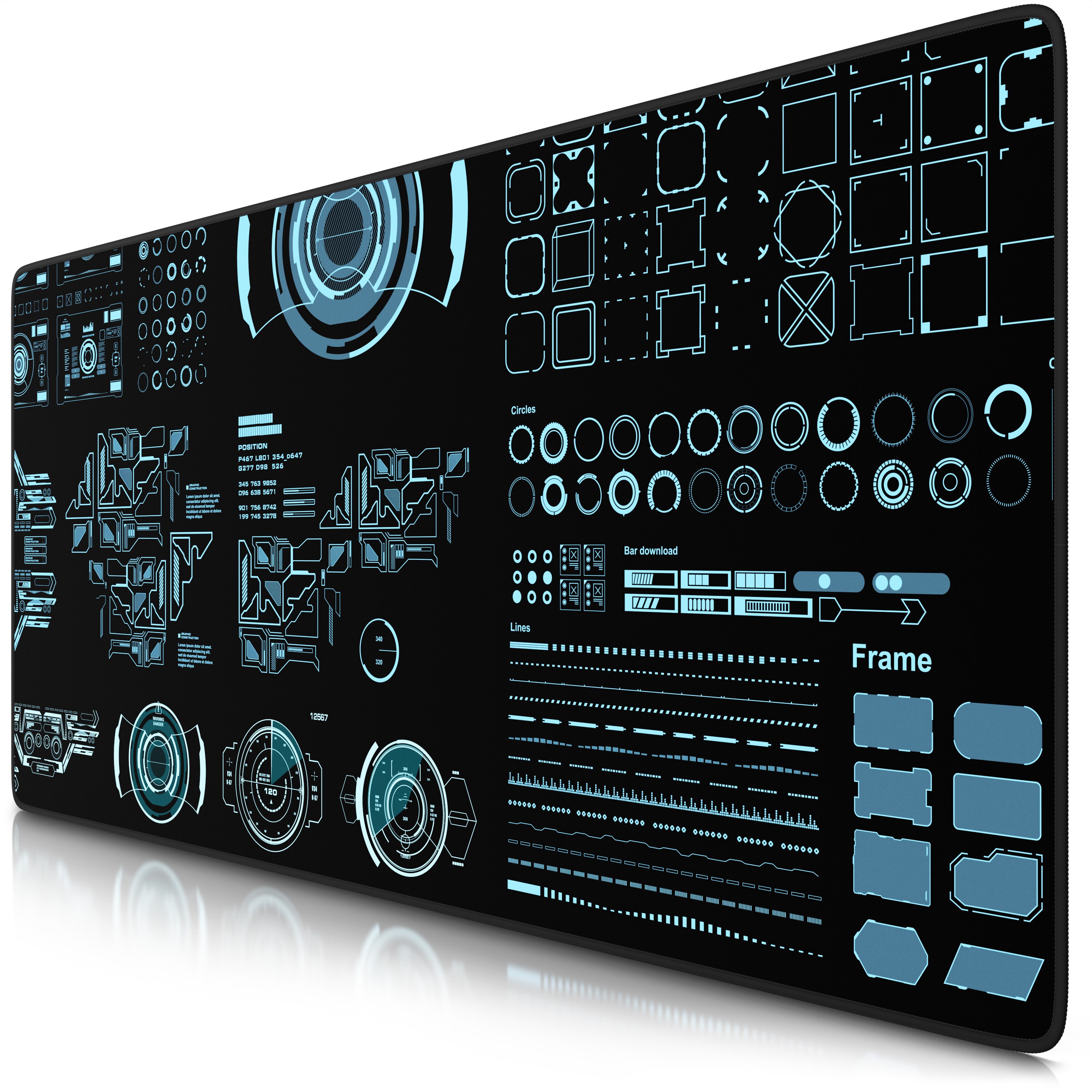 Titanwolf Gaming Mauspad XXL Speed Gaming Mousepad 900x400 mm, Deskpad, rutschfest & abwaschbare R&uuml;ckseite, f&uuml;r Speed & Pr&auml;zision, HUD Future 