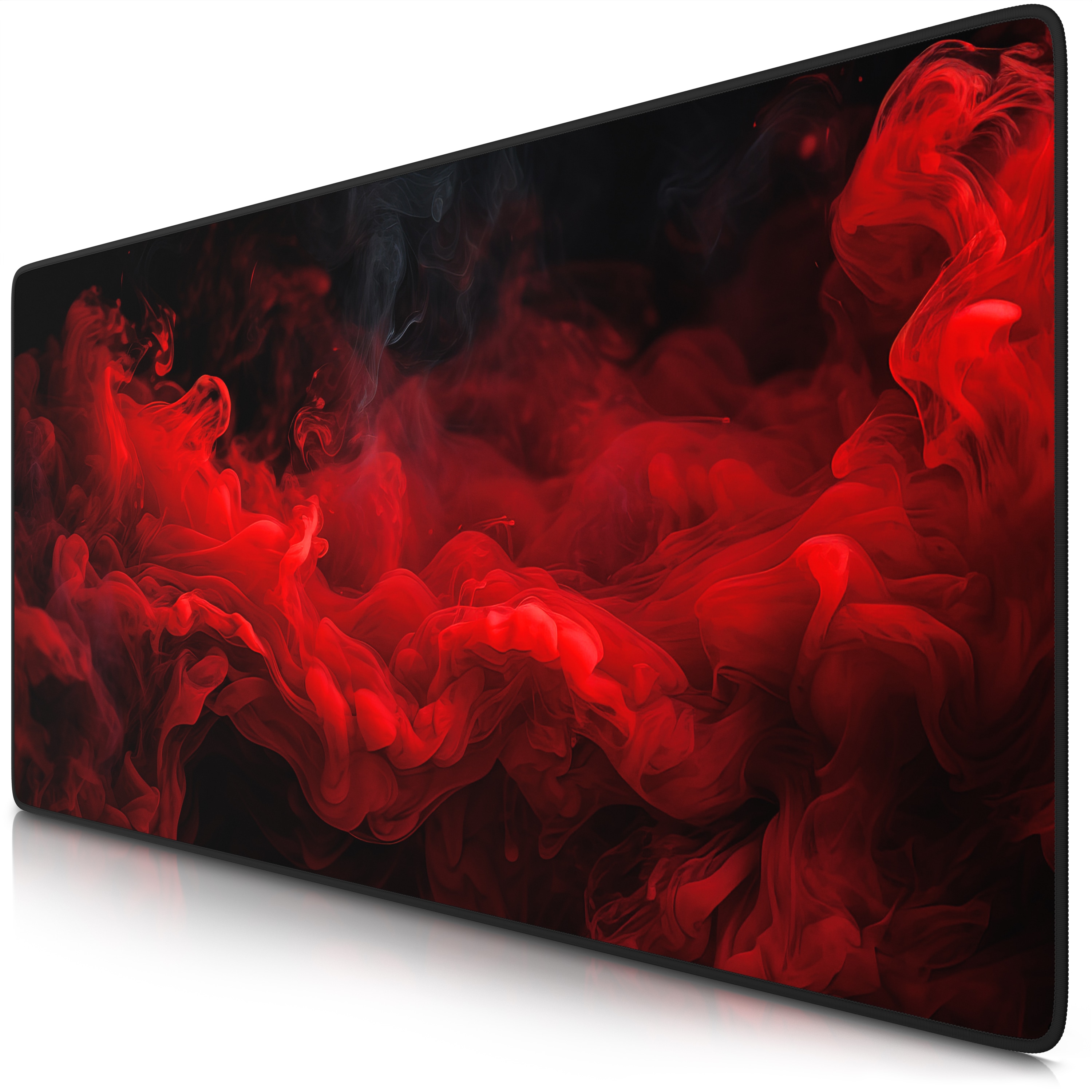 Titanwolf Gaming Mauspad XXL Speed Gaming Mousepad 900x400 mm, Deskpad, rutschfest & abwaschbare R&uuml;ckseite, f&uuml;r Speed & Pr&auml;zision, Red Smoke 