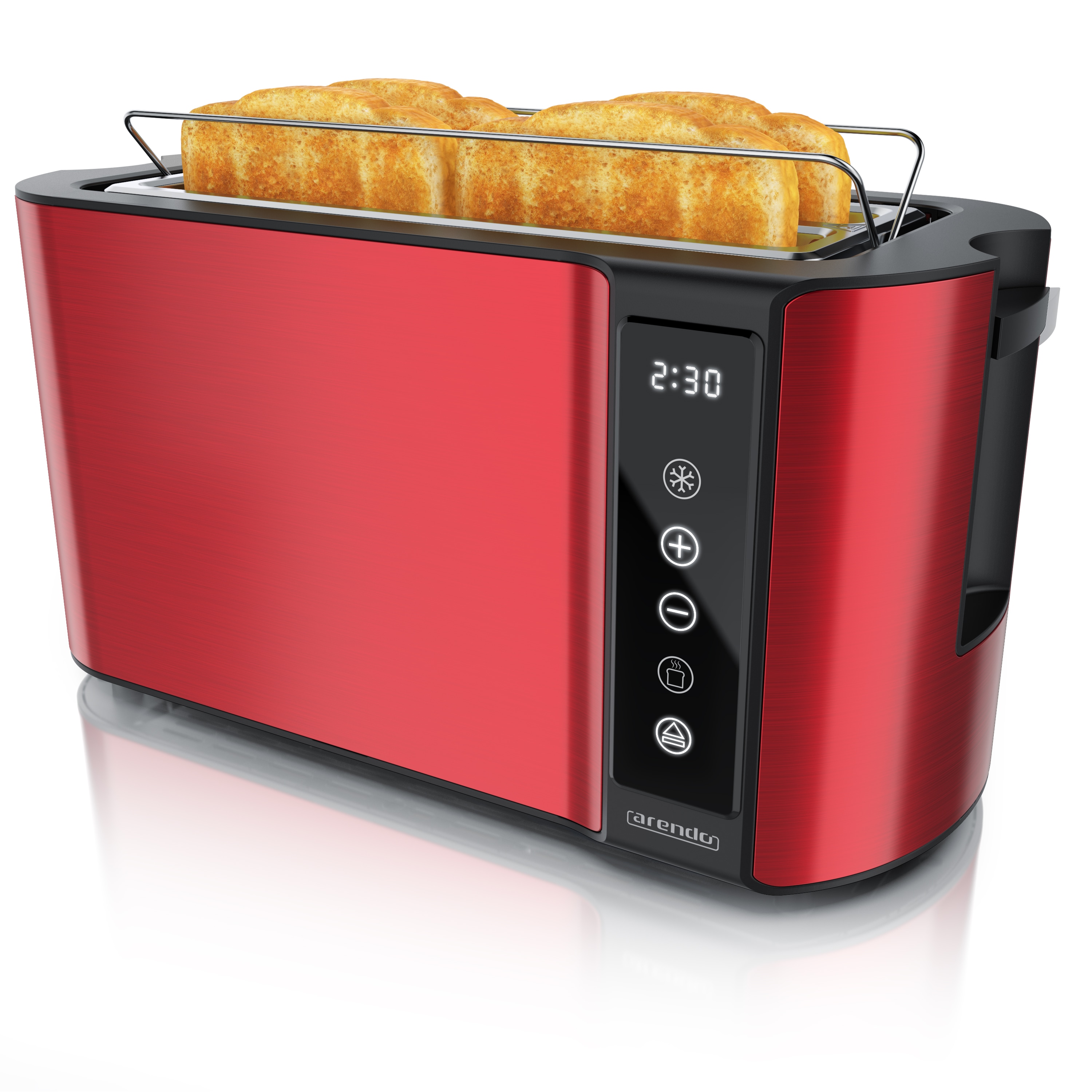 Arendo Toaster 4-Scheiben, W&auml;rmeisoliertes Doppelwandgeh&auml;use, Display Restzeitanzeige 2 lange Schlitze, f&uuml;r 4 Scheiben, 1500 W, Langschlitz 
