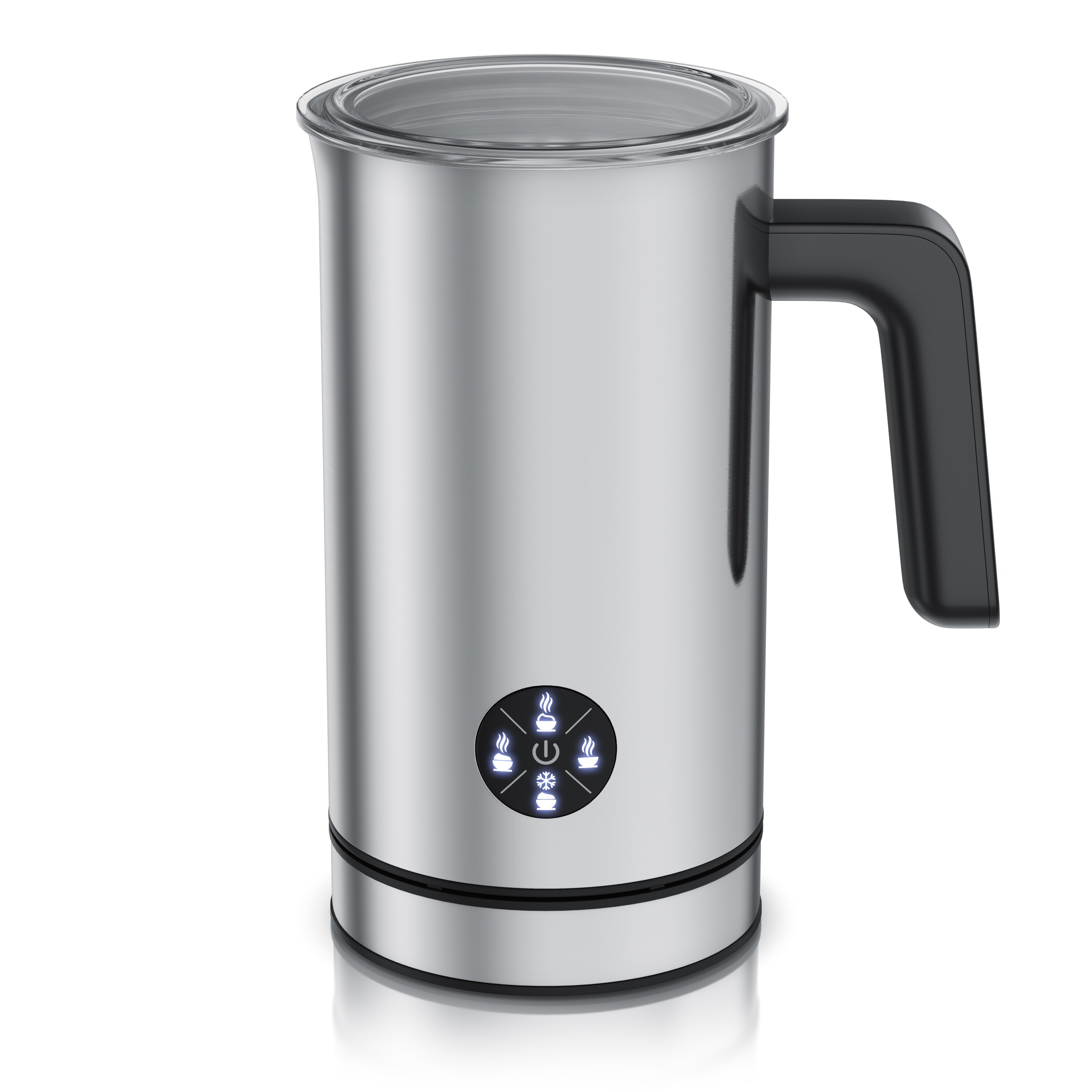 Arendo Milchaufsch&auml;umer elektrisch, Doppelwandgeh&auml;use, 4 Programme, Antihaftbeschichtung, 500 W, Hei&szlig; & Kaltaufsch&auml;umen (150 & 300 ml), f&uuml;r Cappucino / Latte Macciato 