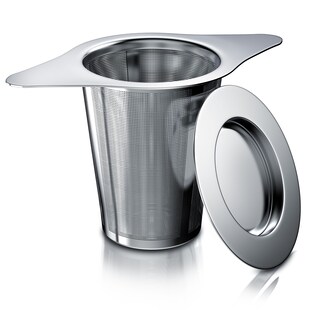 Arendo Teesieb aus Edelstahl, Doppelgriff & Multifunktionsdeckel, für Kannen & Tassen, Edelstahl 304, Teefilter, Kräutersieb für Tee, Gewürze, Kräuter, Teeblätter, Kaffee 